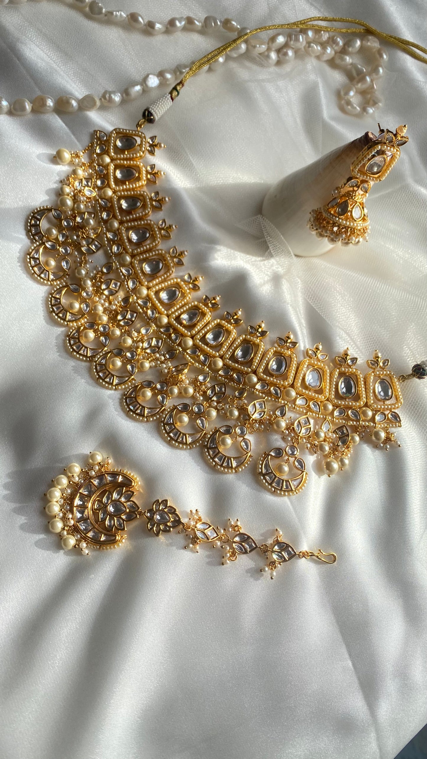 HINA Bridal choker earring and tikka set uncut kundan