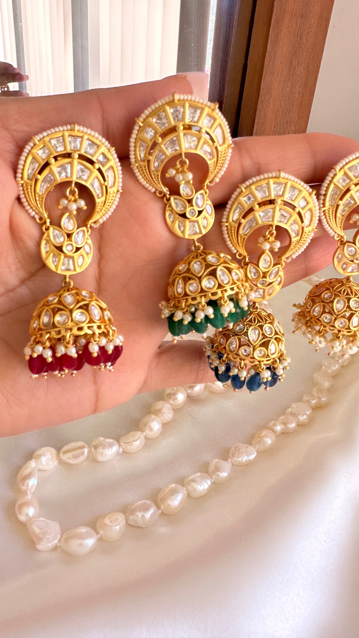 Uncut kundan jhumka