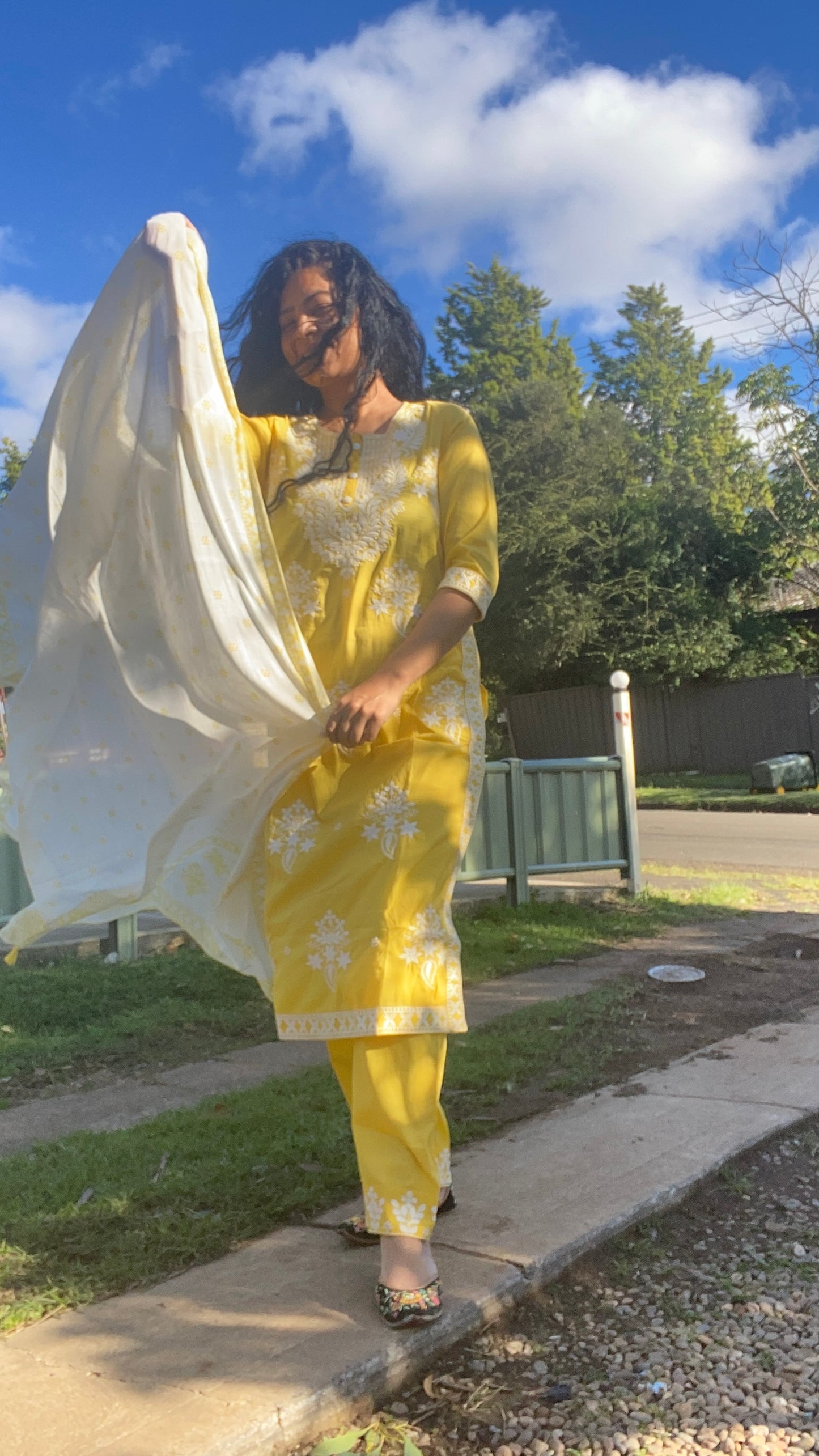 Lakhnavi chikankari cotton kurta set