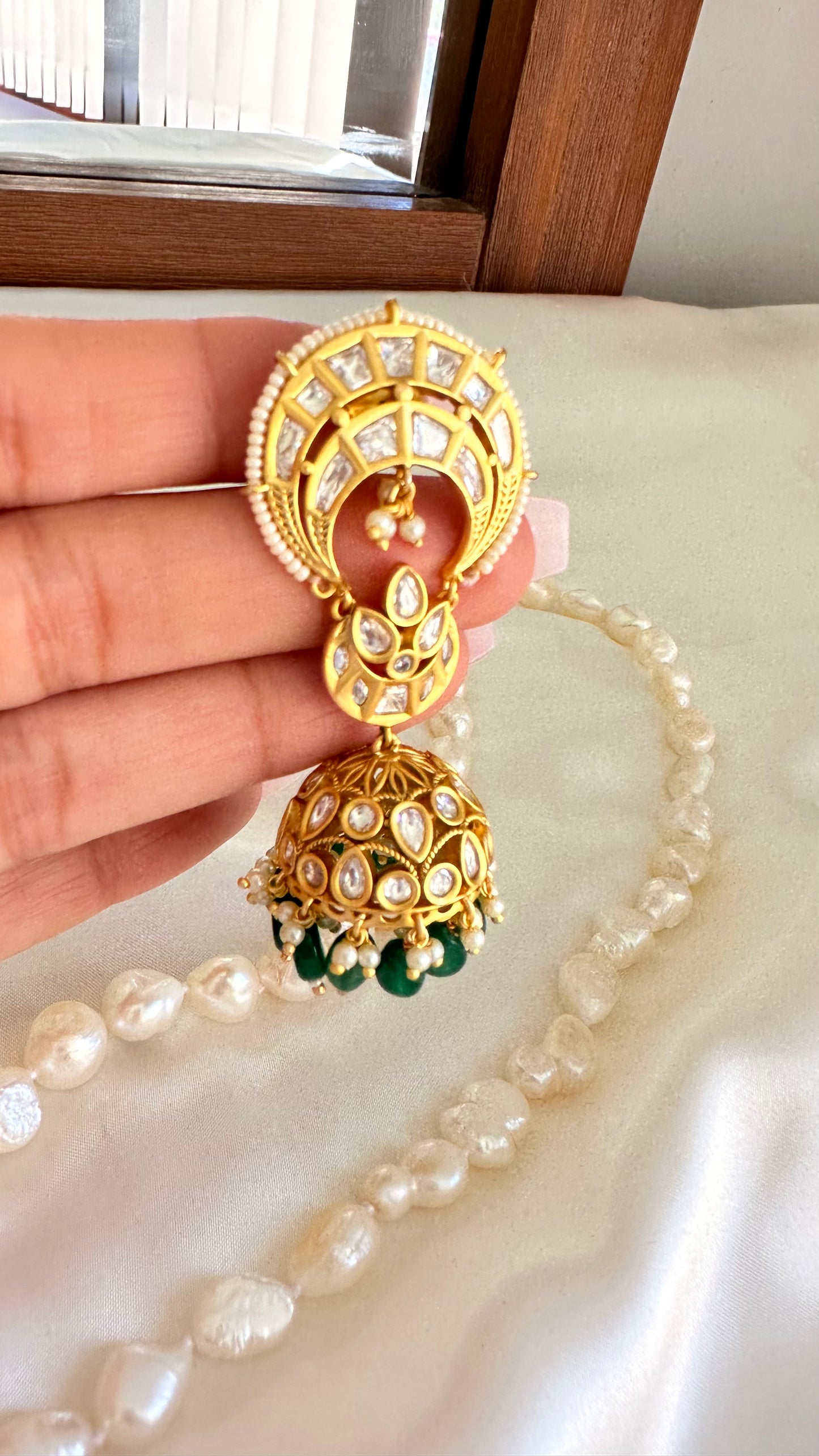 Uncut kundan jhumka