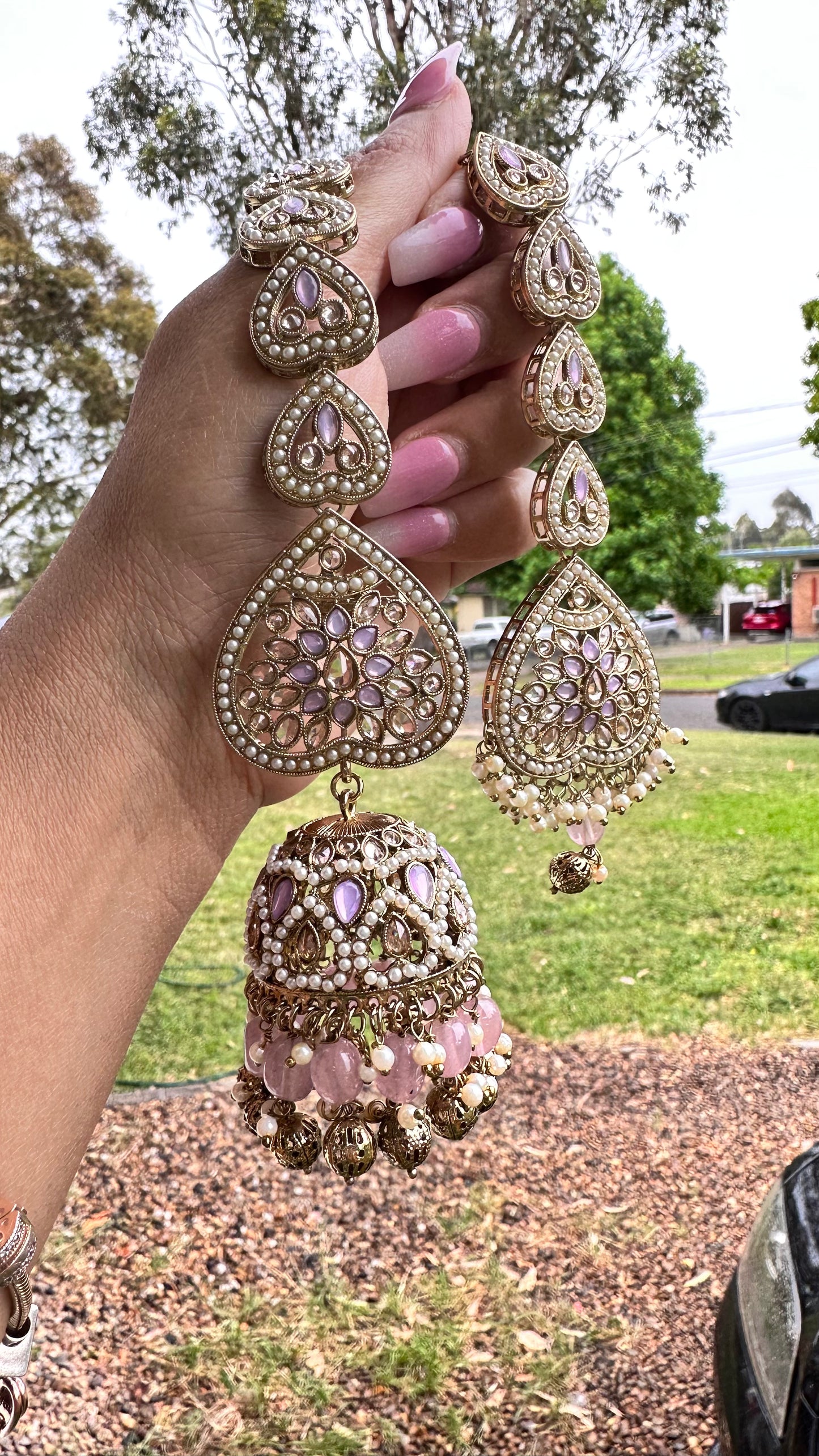 REHBAR oversized jhumka with sahare