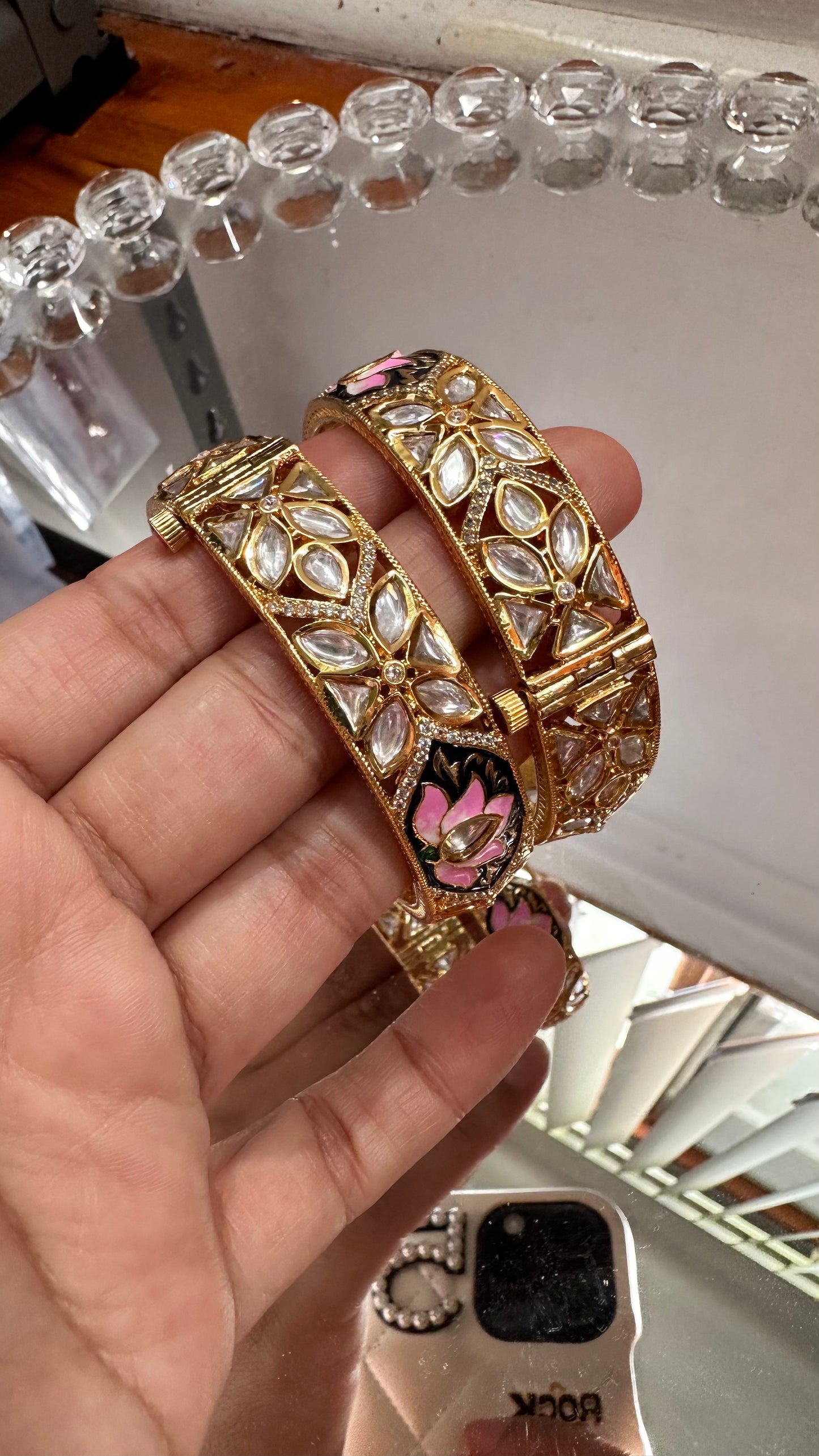 uncut kundan kangan openable micro gold plated