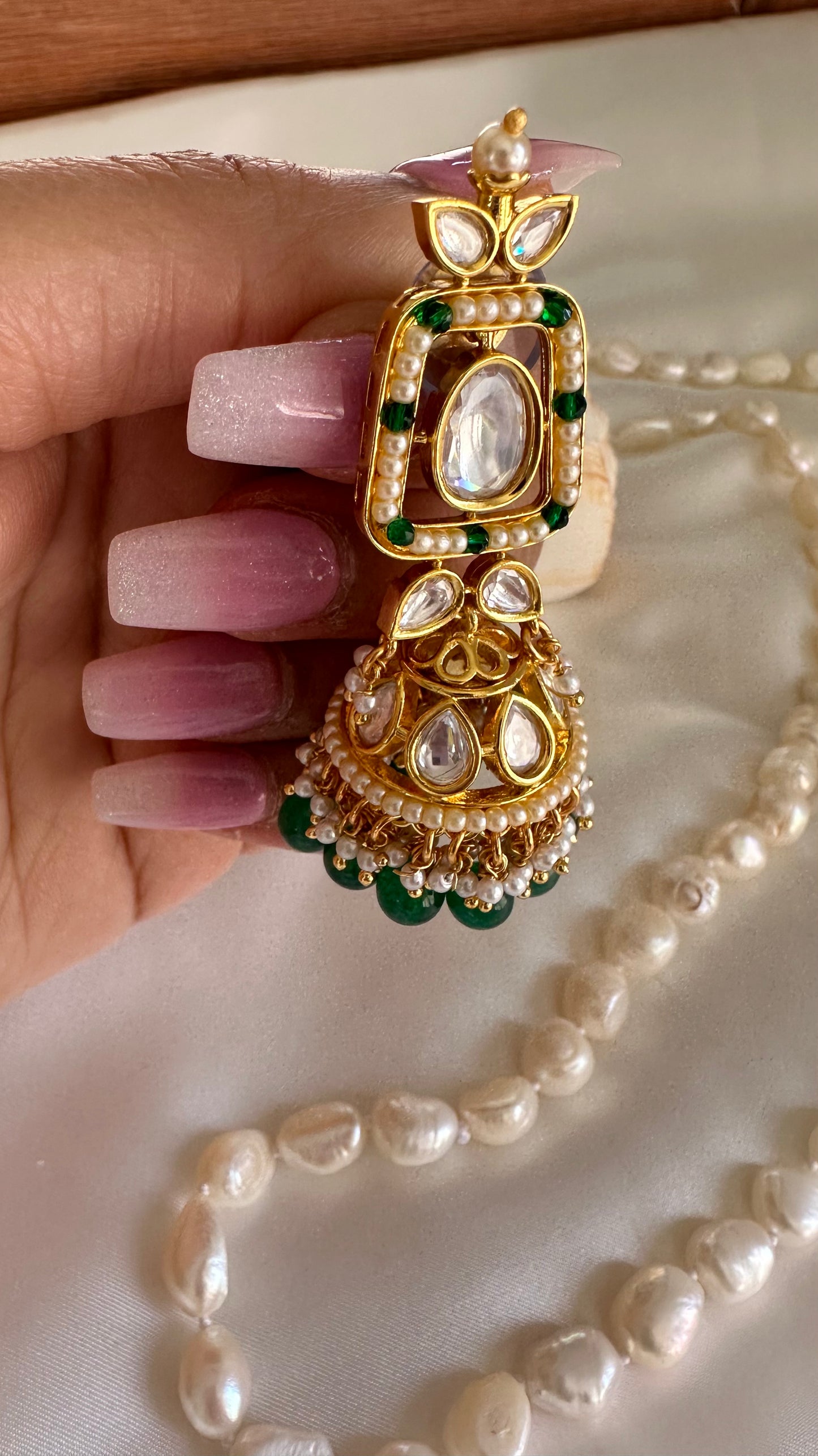 Uncut kundan jhumka