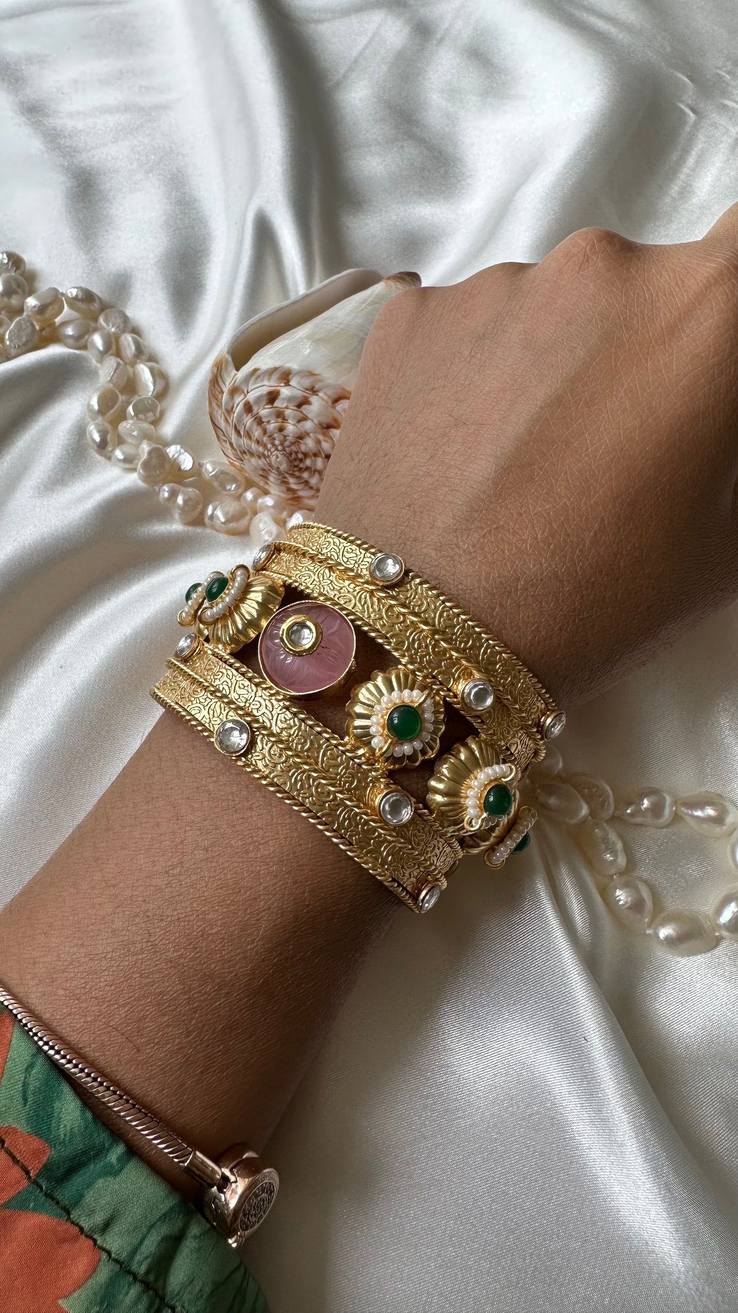 Banjara german silver kangan adjustable gold plated