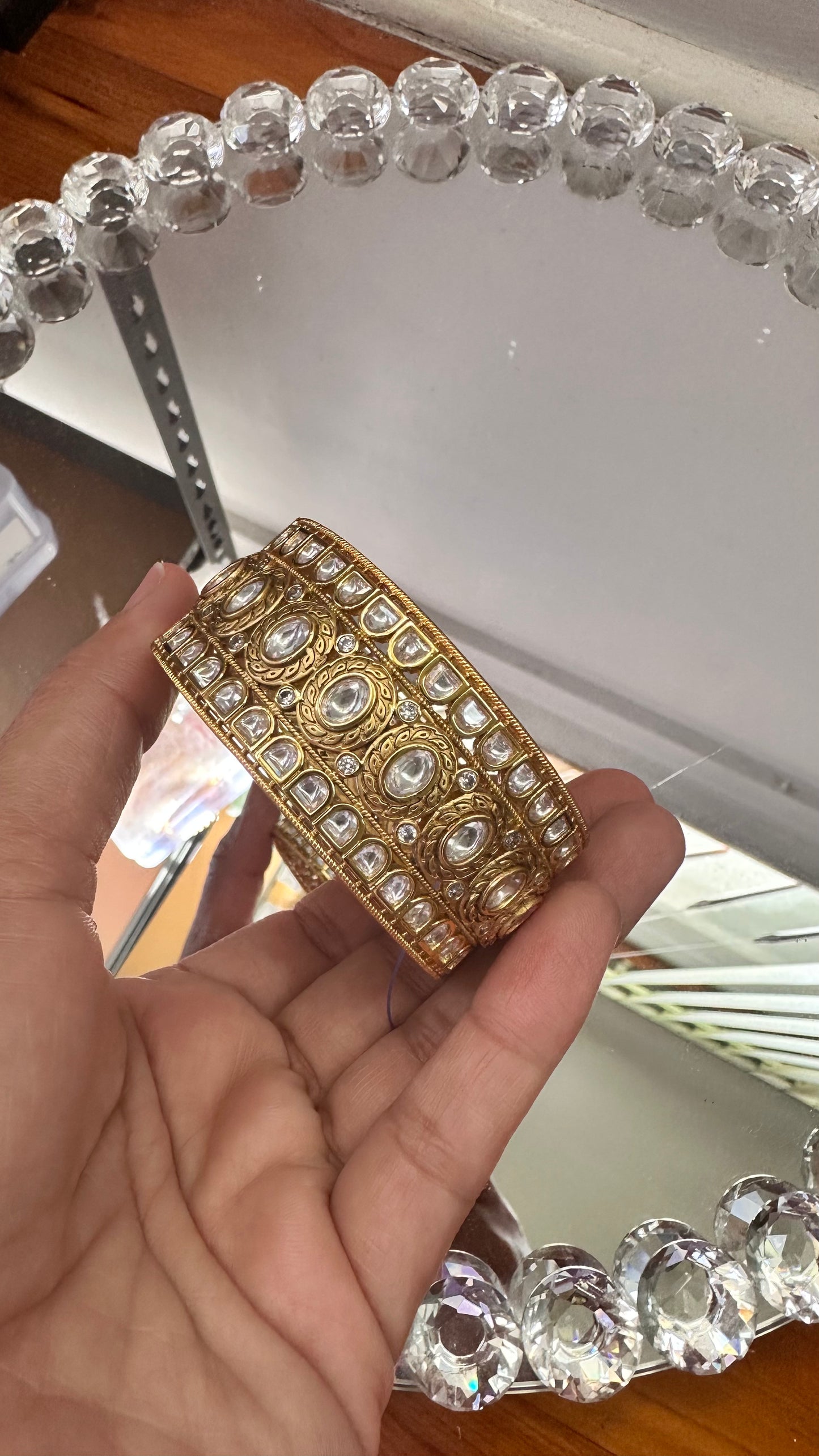 golden uncut kundan kangan openable