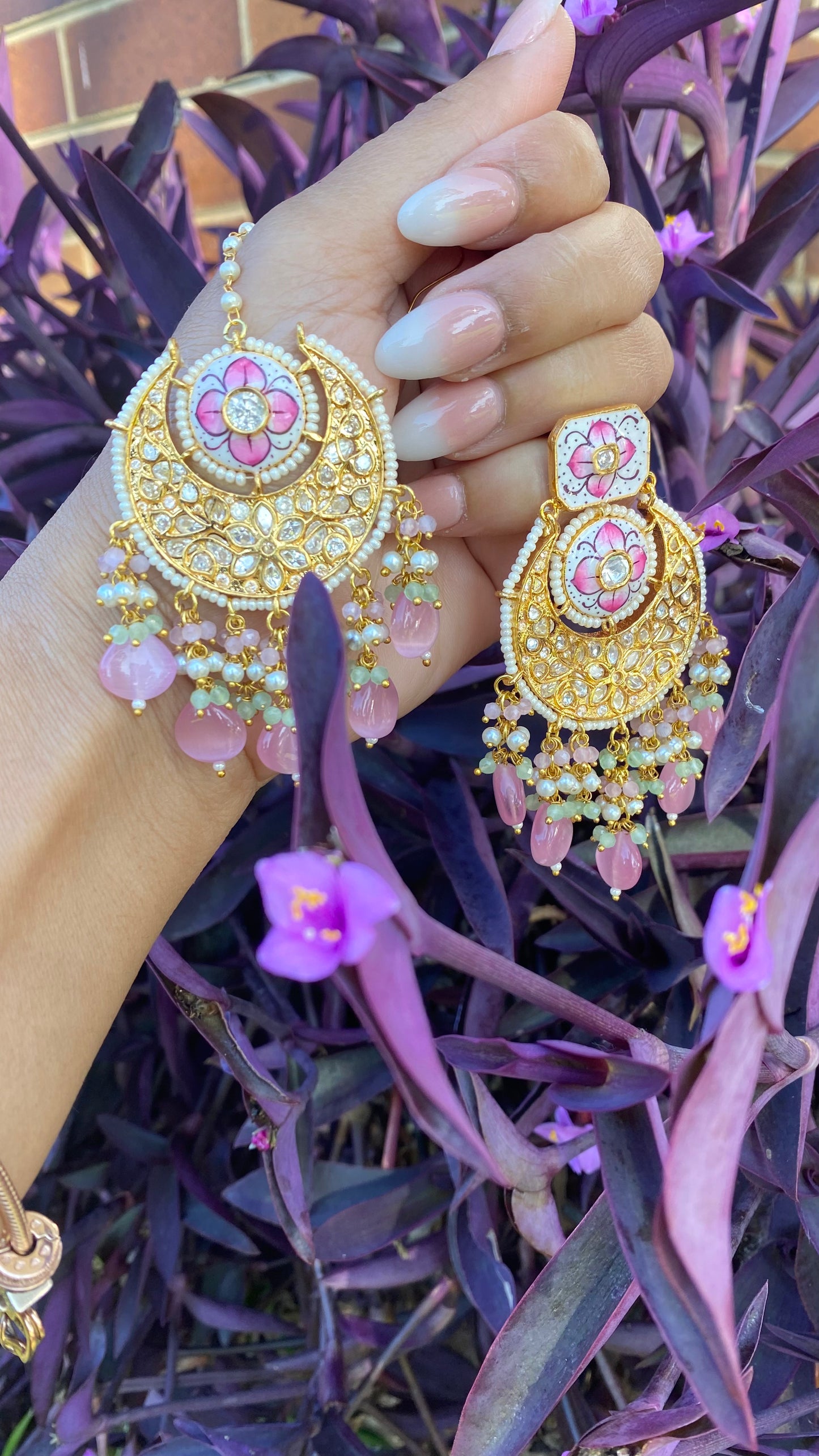 statement earrings tikka set uncut
