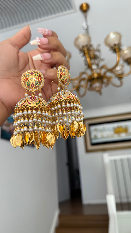 Real Jadau Gold Plated Jhumka
