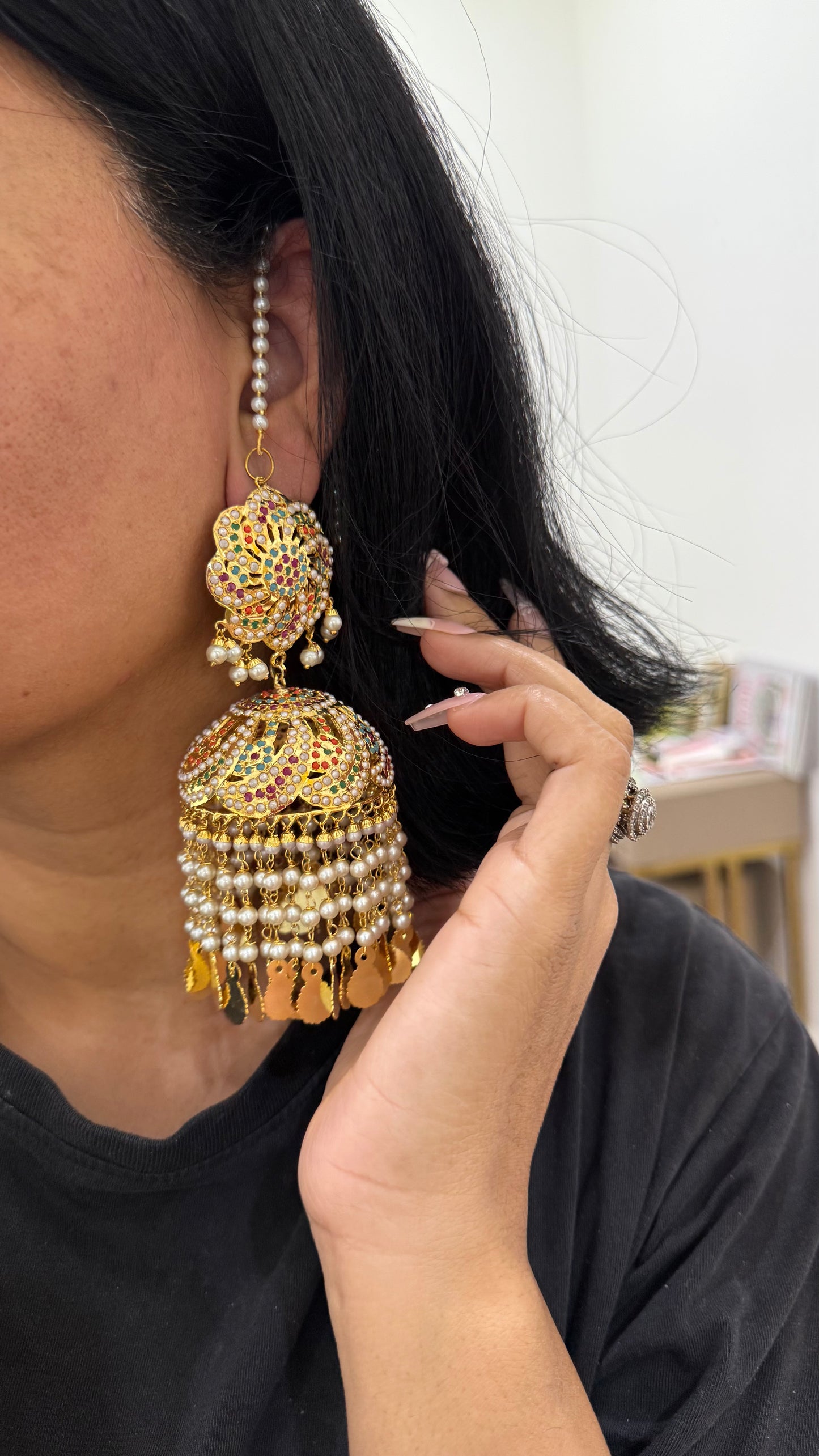 Real Jadau Gold Plated Jhumka