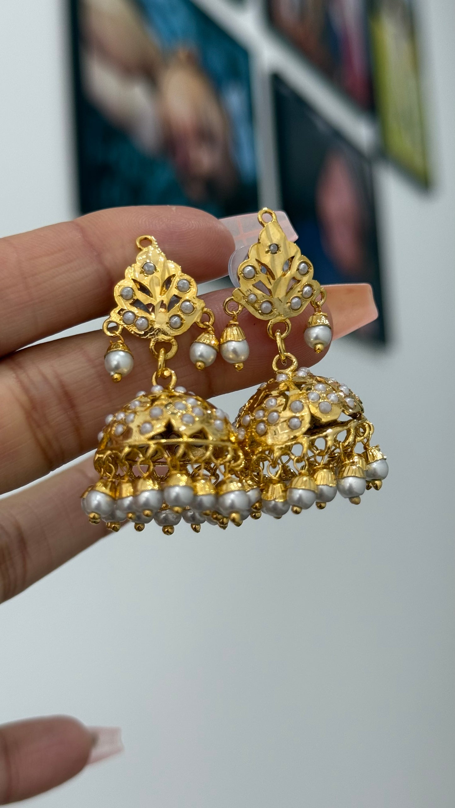 Real Jadau Gold Plated jhumka
