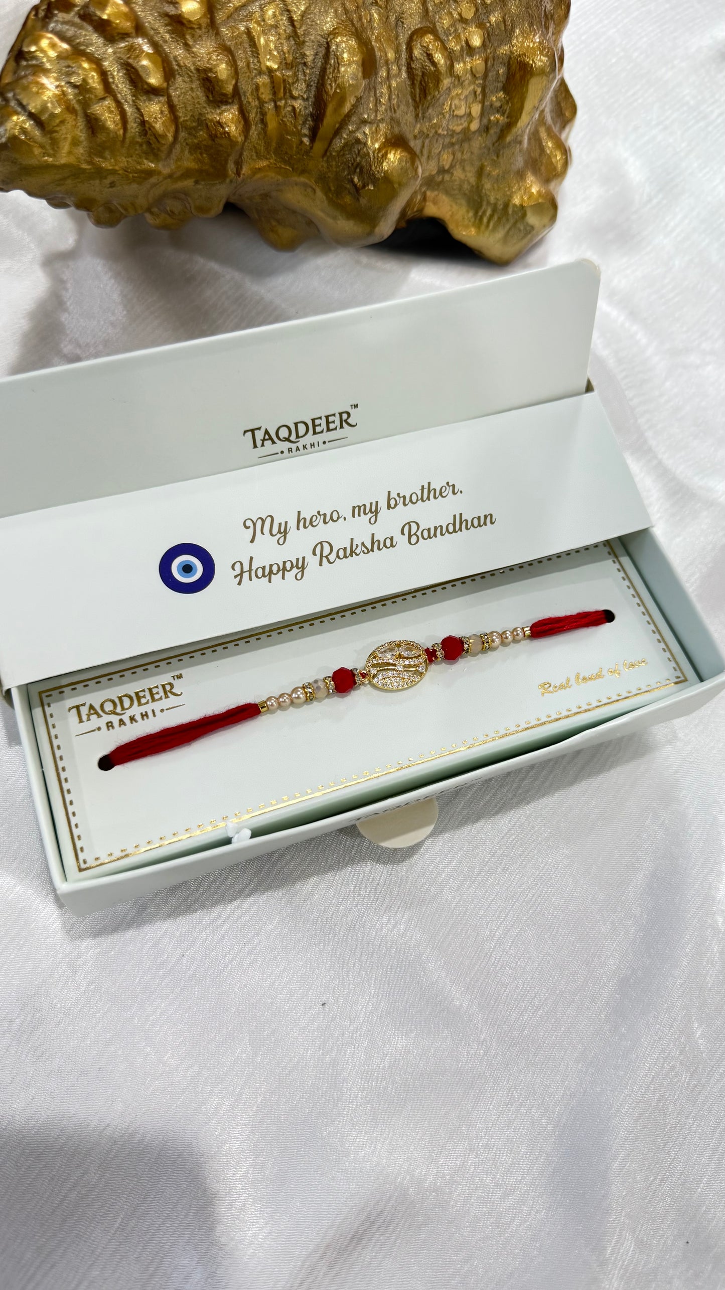 American diamond rakhi with greetings Rakhi for Brother