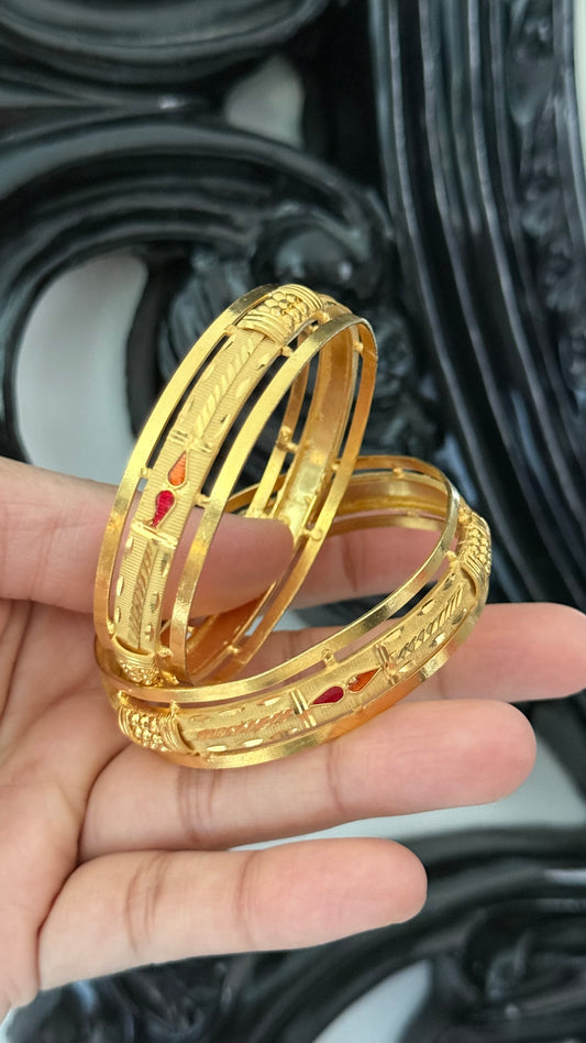 Gold plated kangan Sandookh collection design no 40