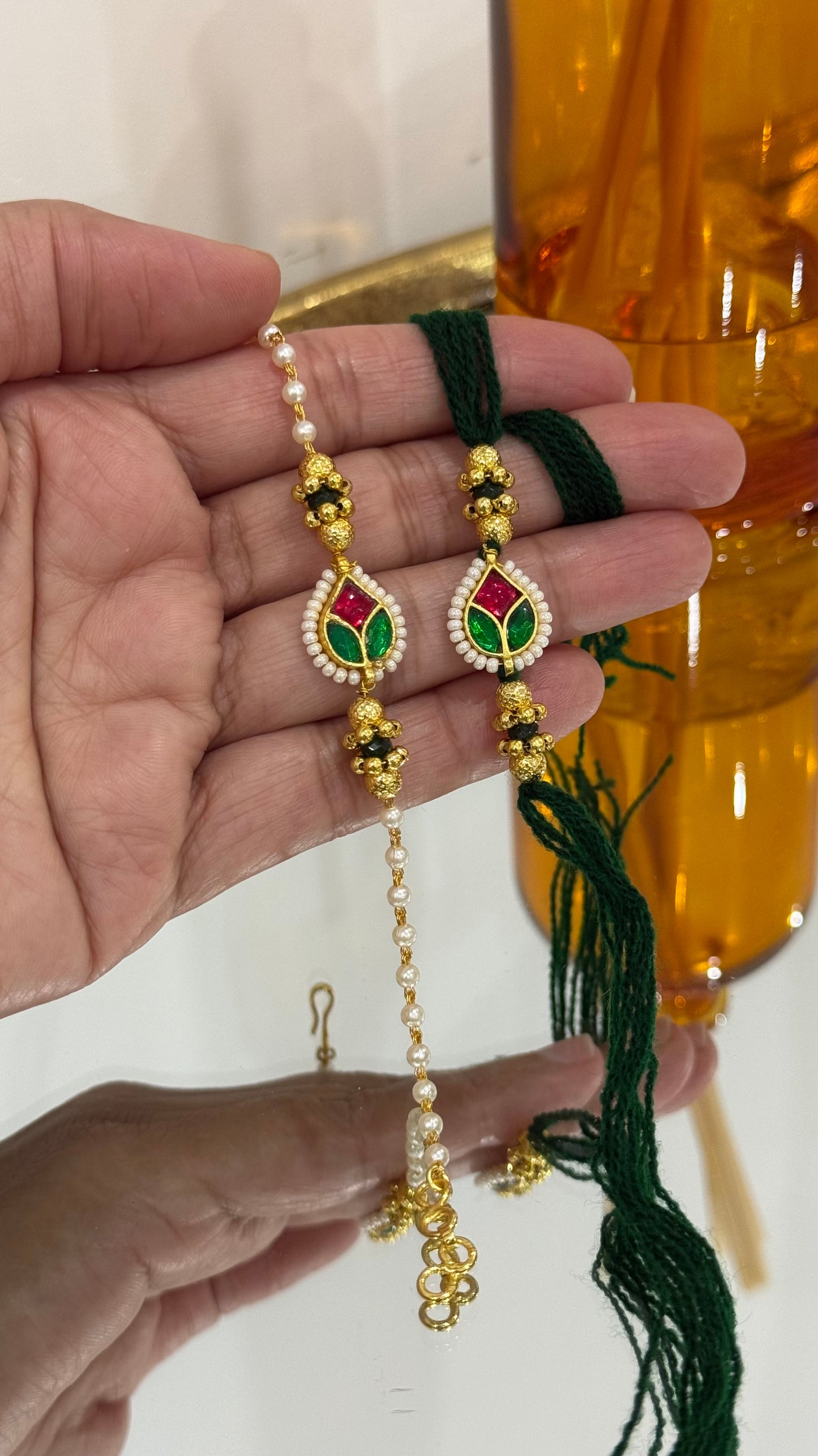 Premium Pachi Kundan  Rakhi for Brother and Bhabi combo