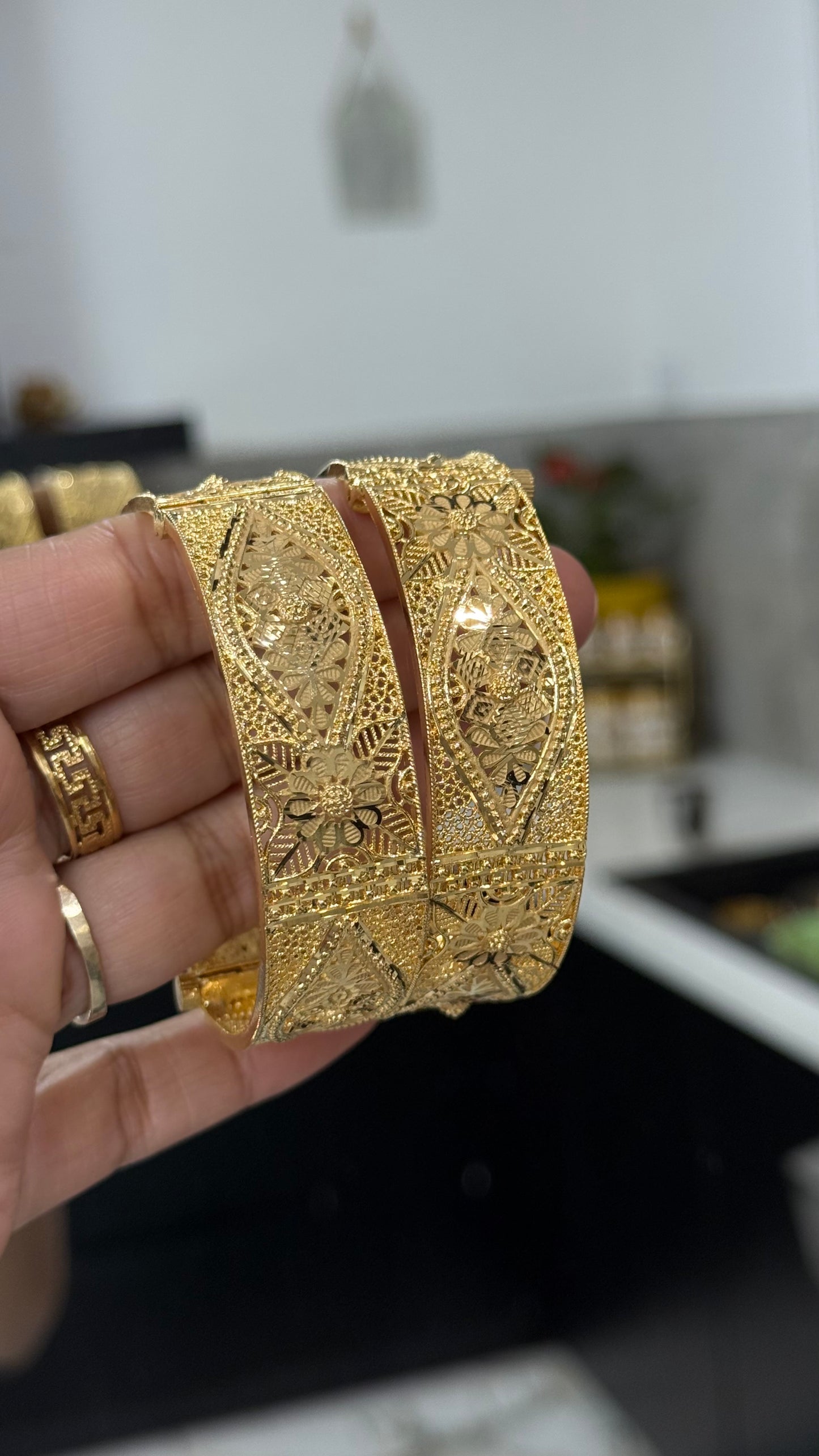 Gold plated kangan Sandookh collection design no 22