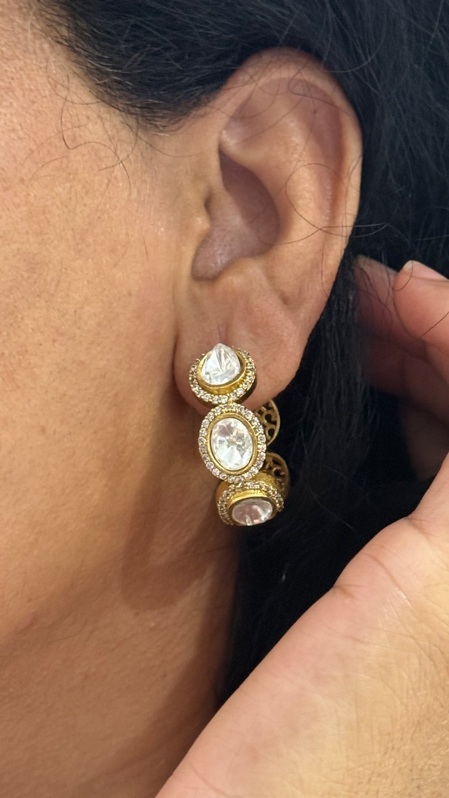 Gold plated walia moissanite kundan