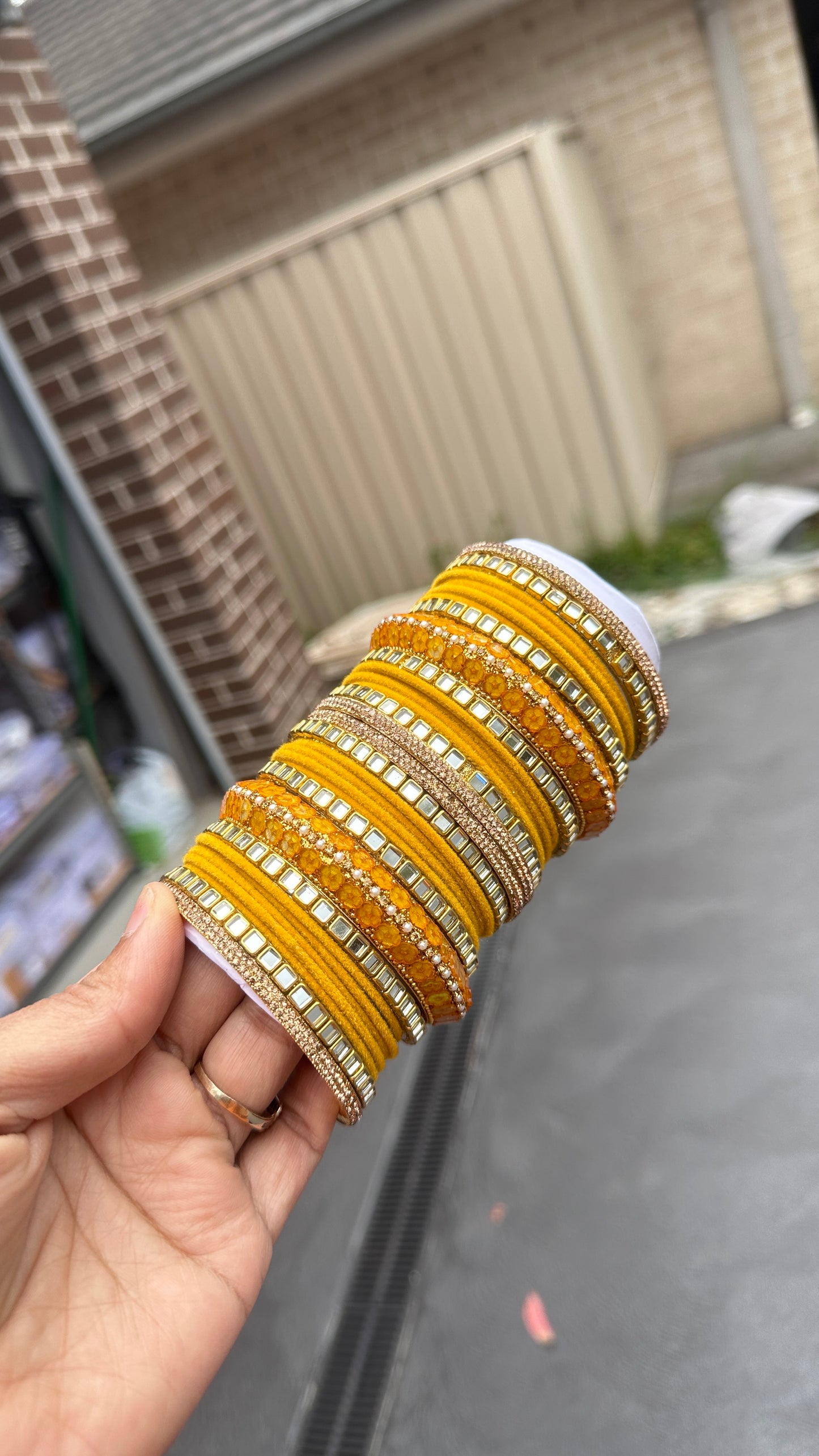 yellow bangles metal bangles