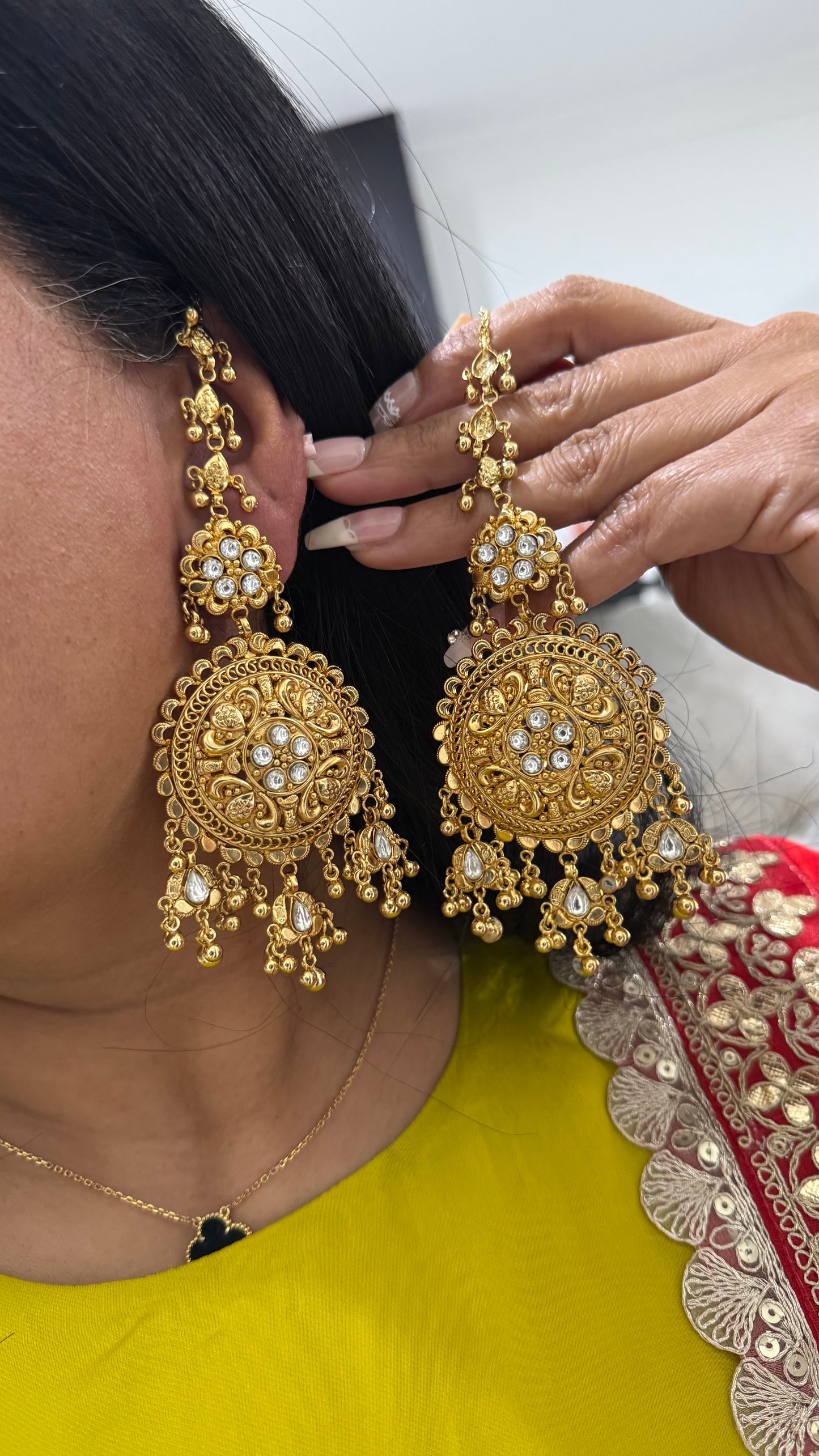 2g Gold plated earrings oversized Sandookh collection attached sahare