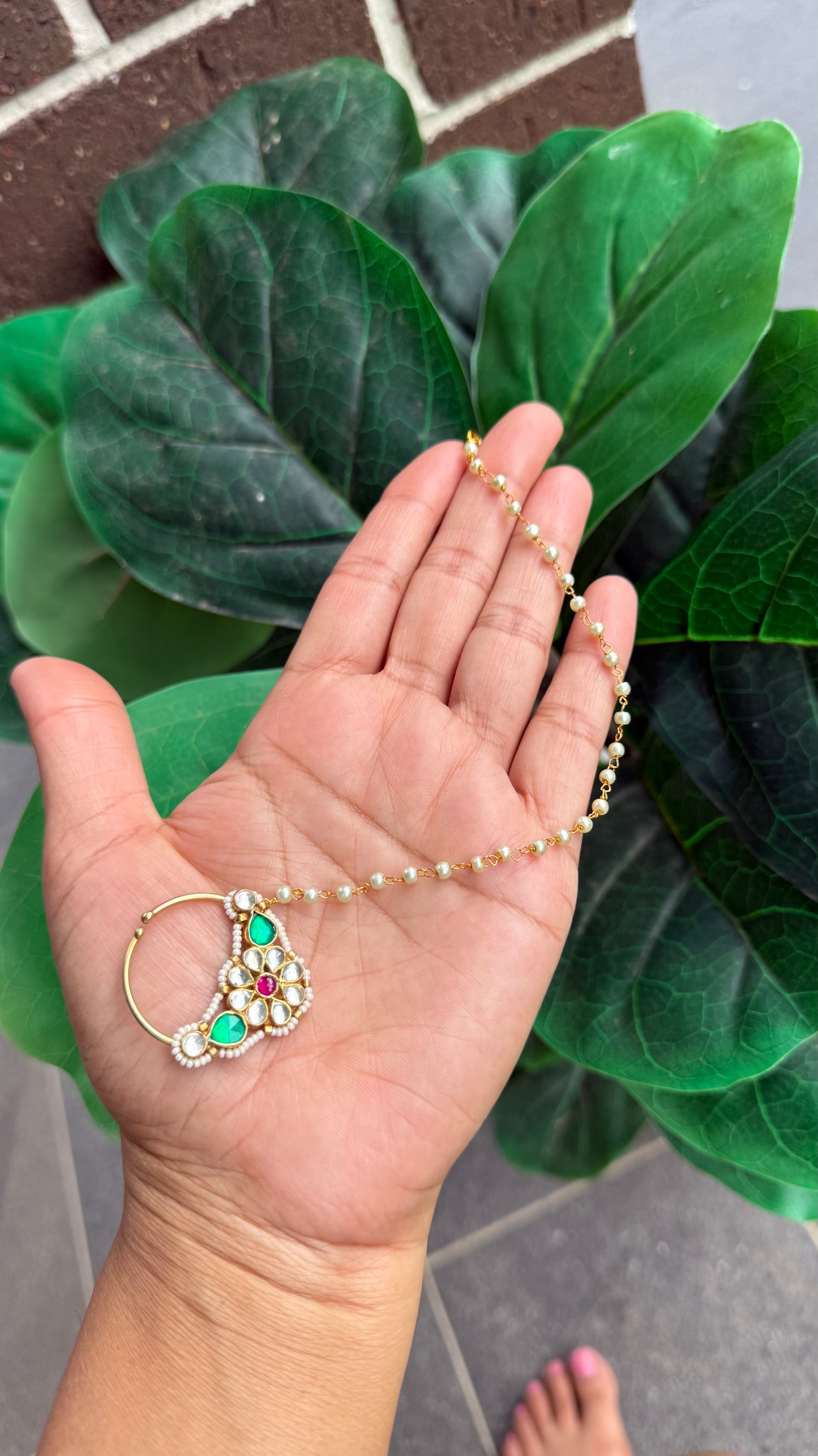 Pachi Kundan Nath (Non-Piercing Nose Ring) – Traditional Bridal Nath