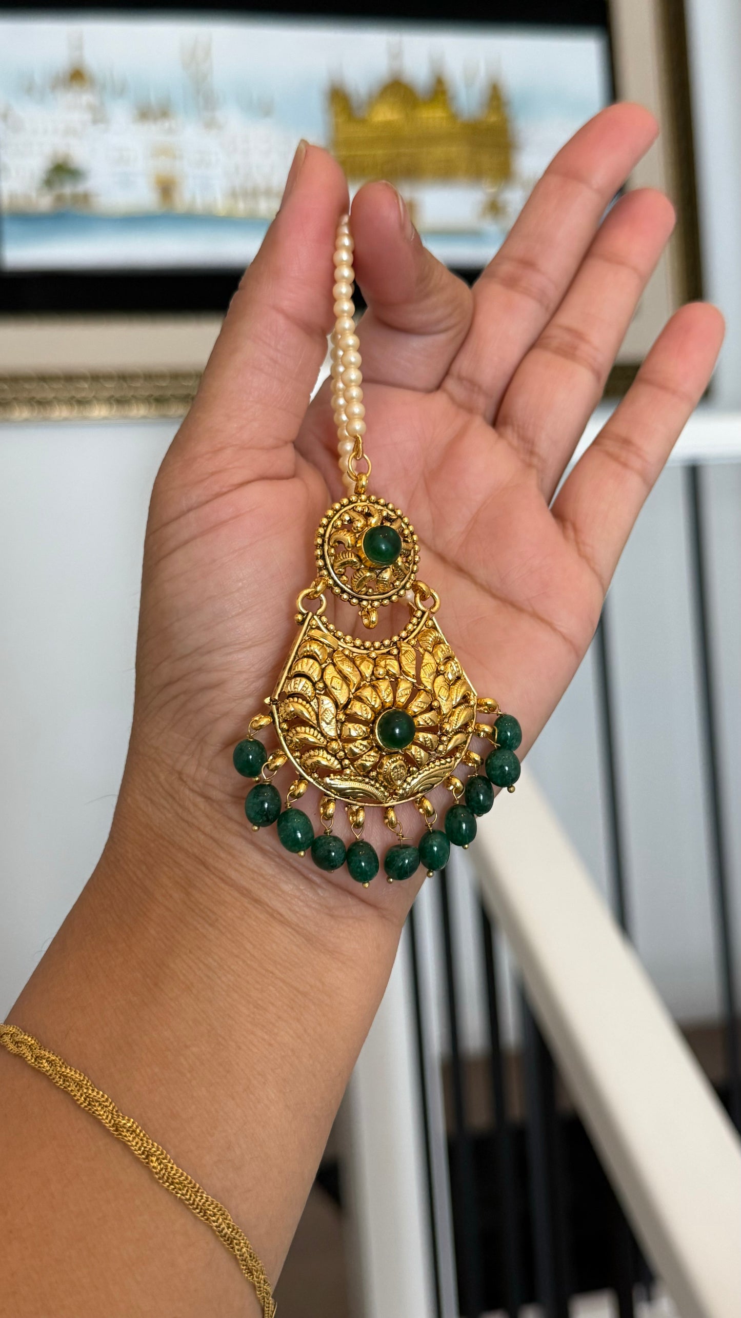 Gold plated tikka green sandookh collection