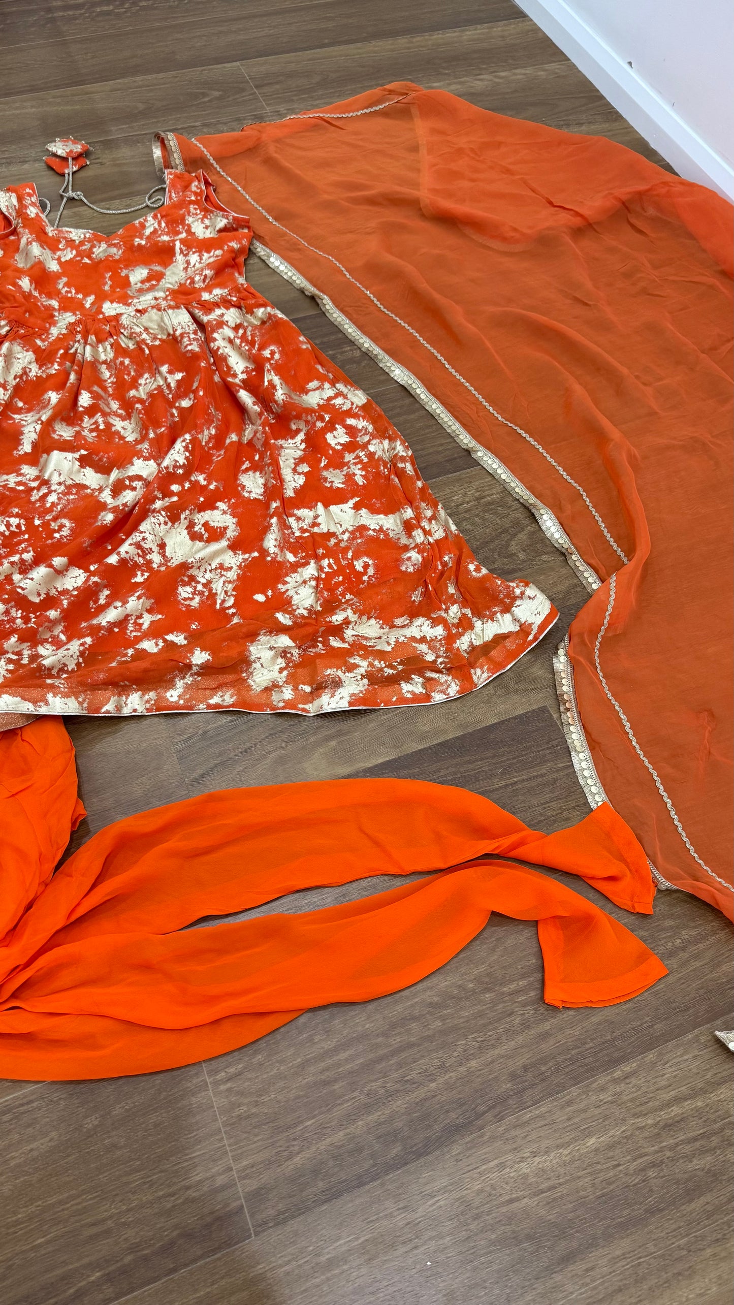 Anarklai with dupatta Indian outfit orange
