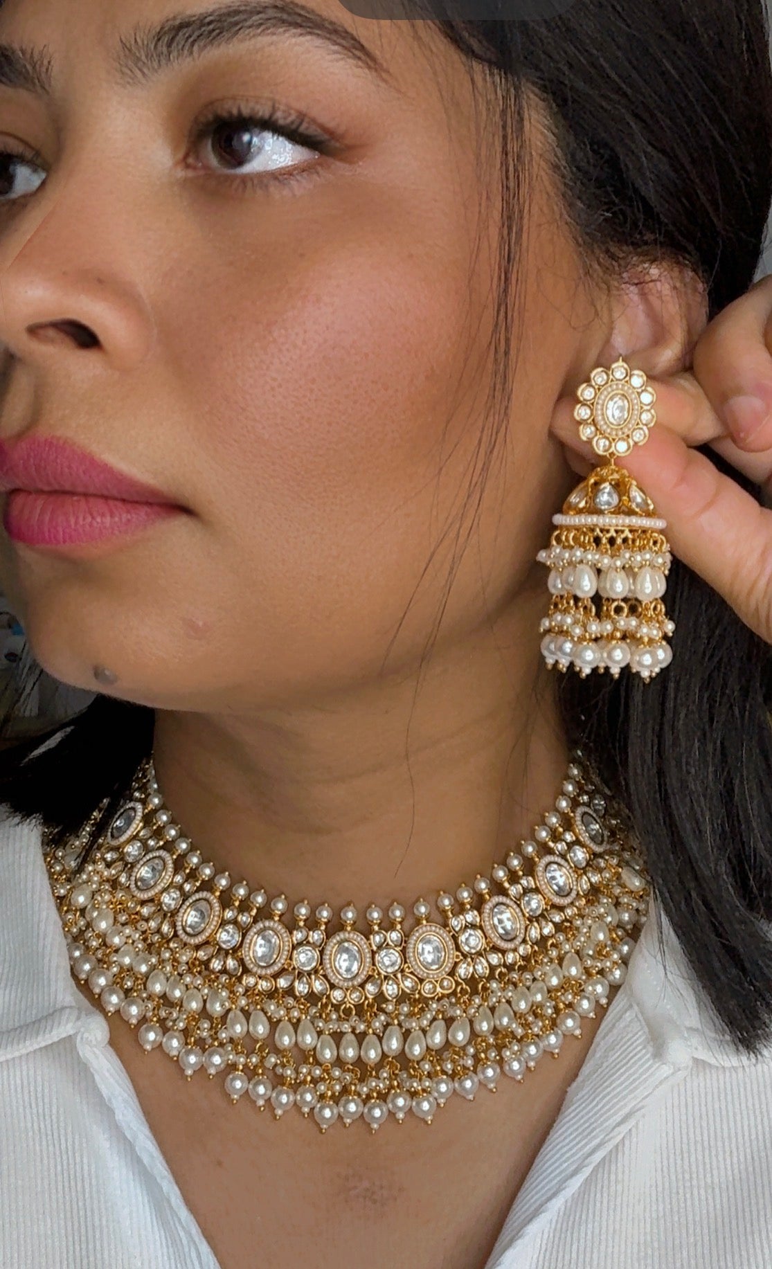 Gold Plated Kundan Necklace with jhumka Earring  Bridal Jewellery Australia