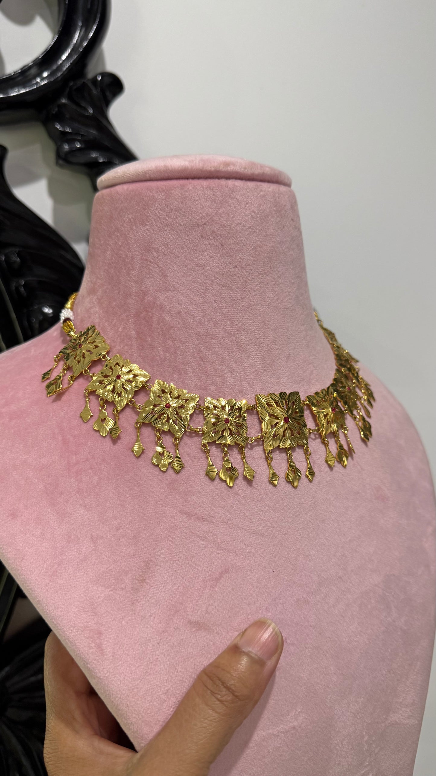 Gold Plated Necklace with Earring  Bridal Jewellery Sandookh collection
