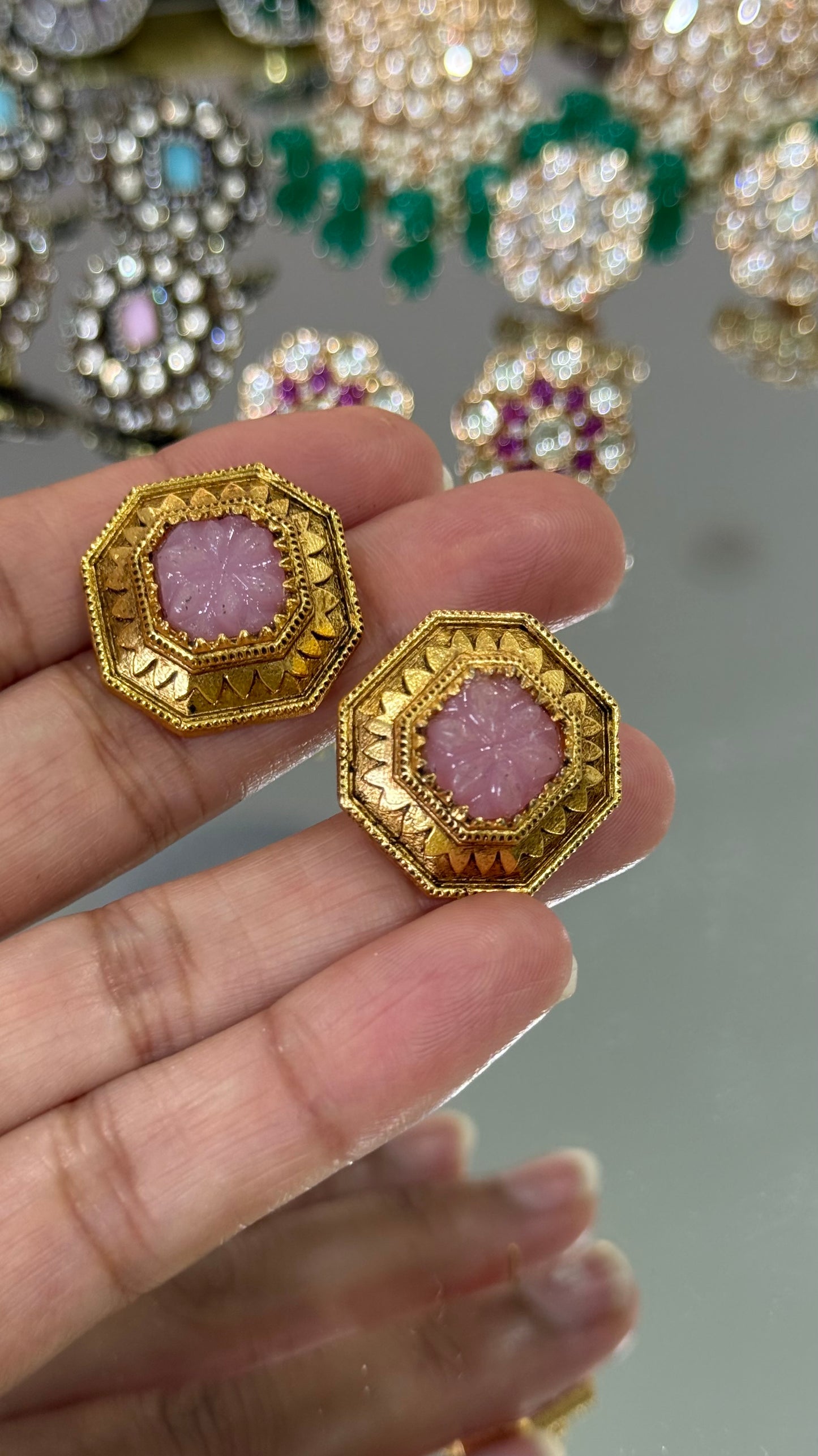 Gold plated stud earrings