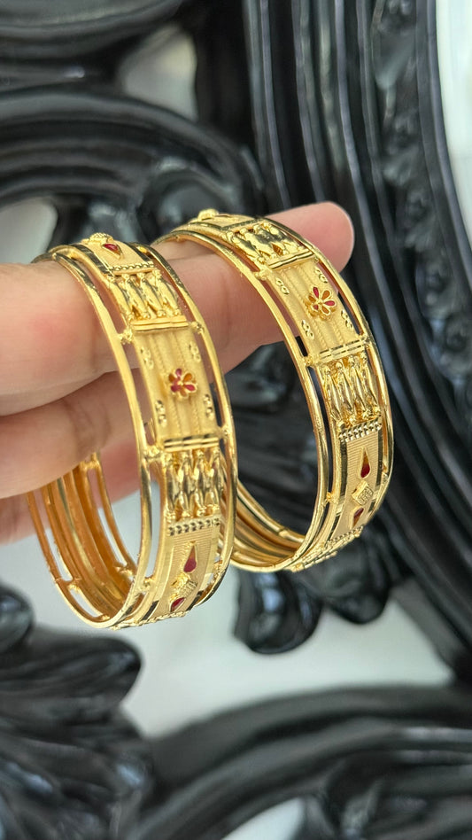 Gold plated kangan Sandookh collection design no 41