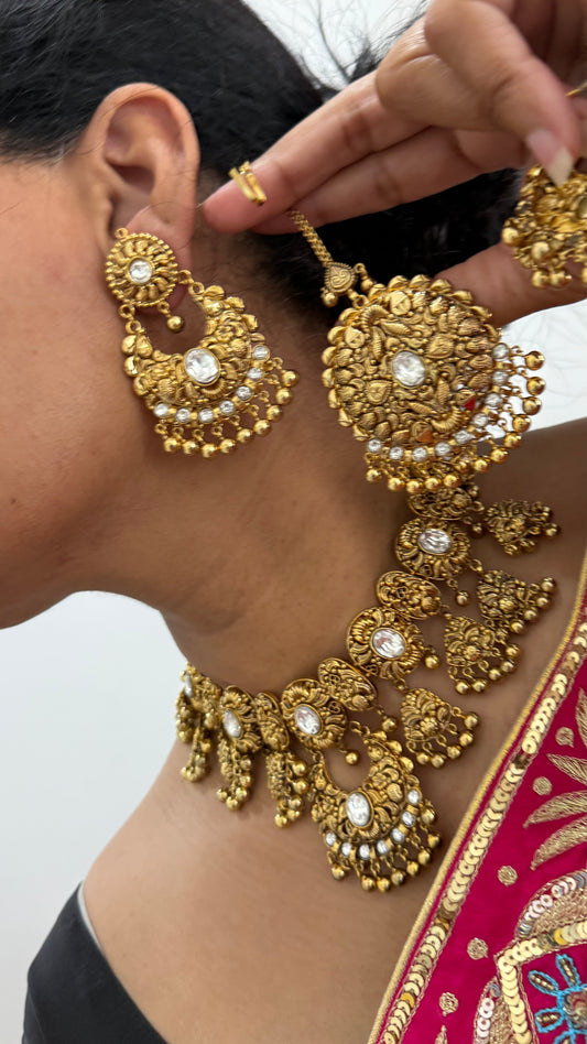Gold plated necklace set Sandookh collection Bridal or party wear