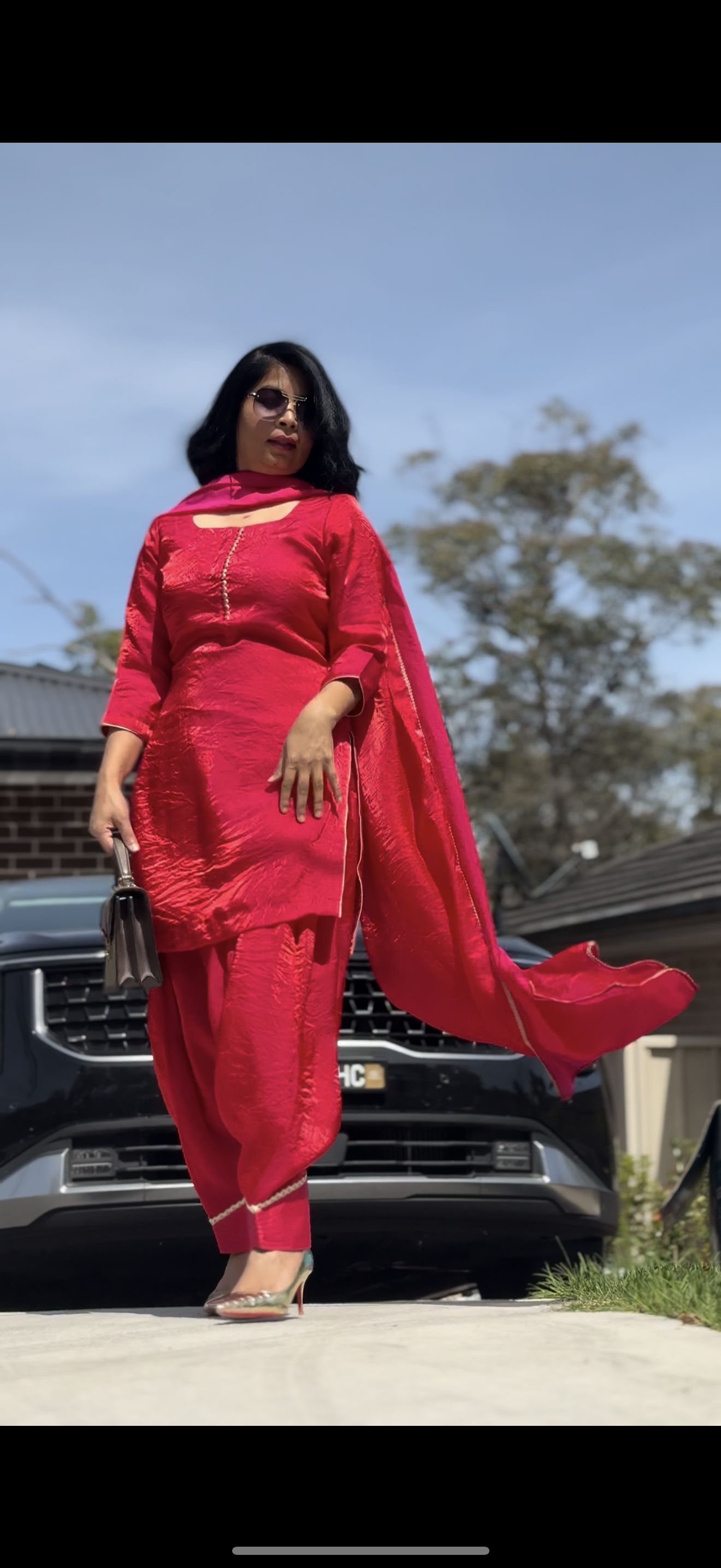 Salwar suit / Punjabi suit dual tone red pink mix