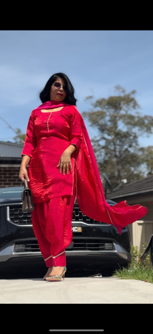 Salwar suit / Punjabi suit dual tone red pink mix