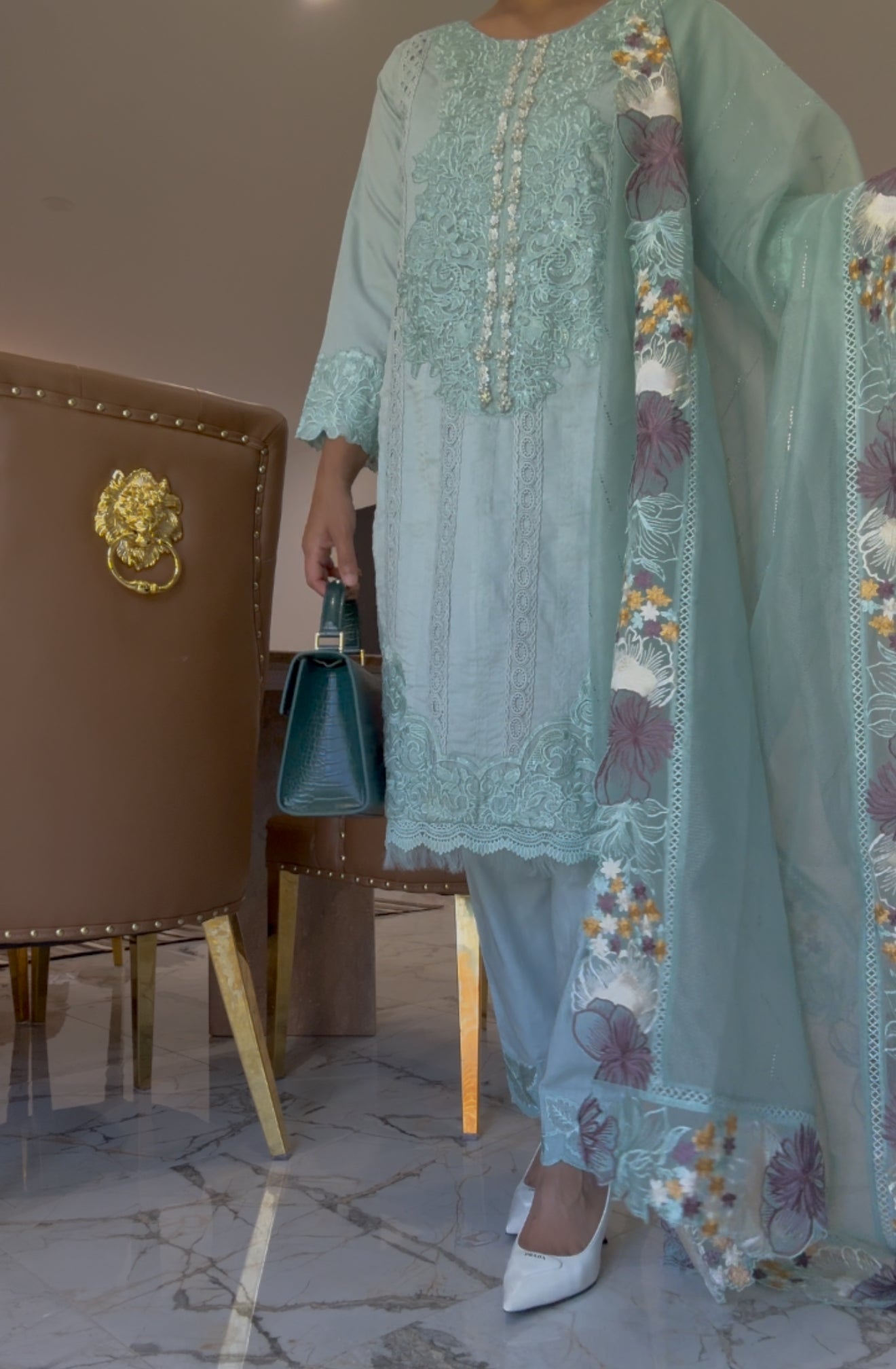 Pakistani pant palazo with dupatta pure cotton suit