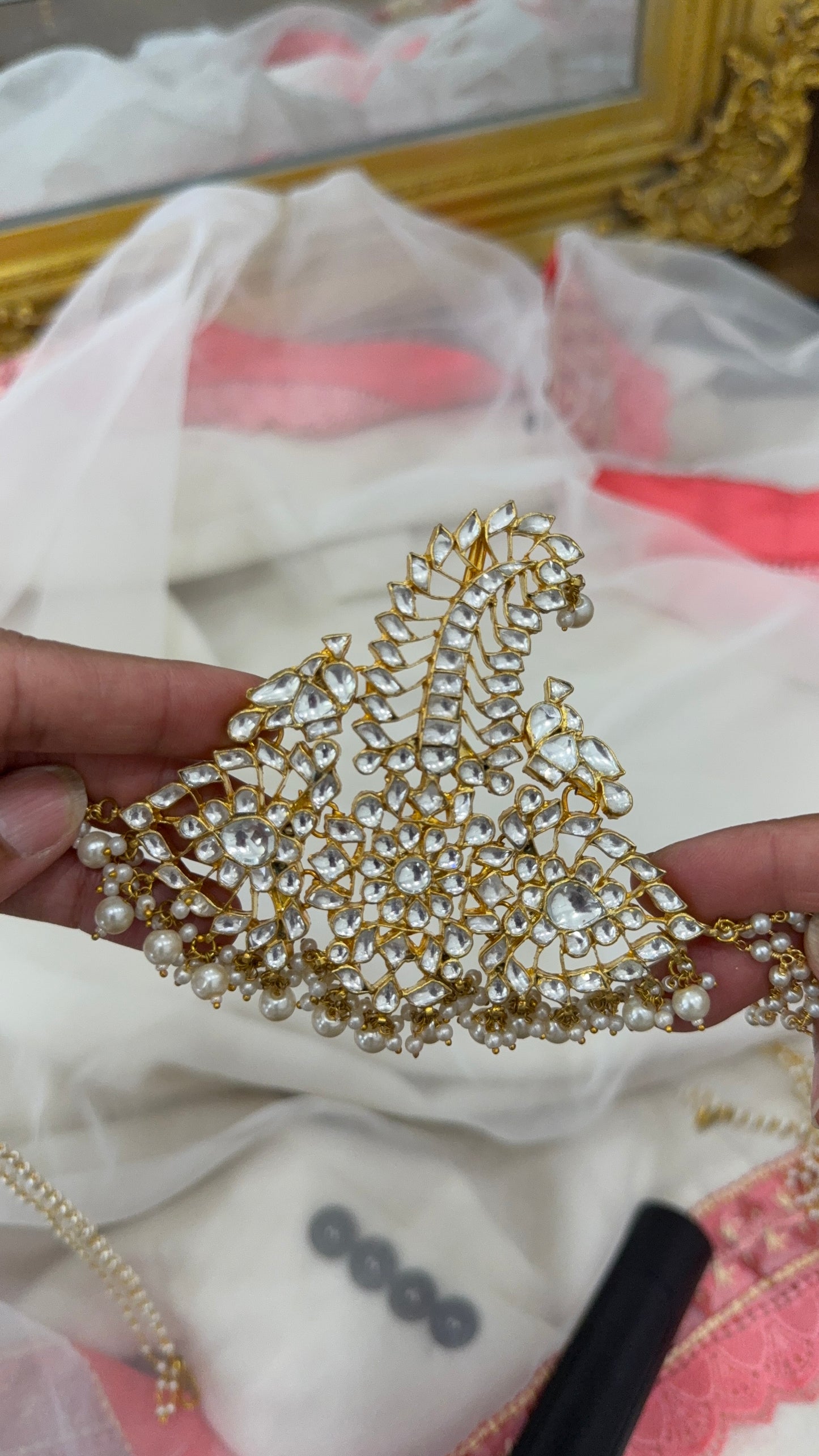 Handcrafted Wedding Kalgi PAchi – Groom/Men Turban Accessory | Gold-Plated | Mehar Punjab Designs