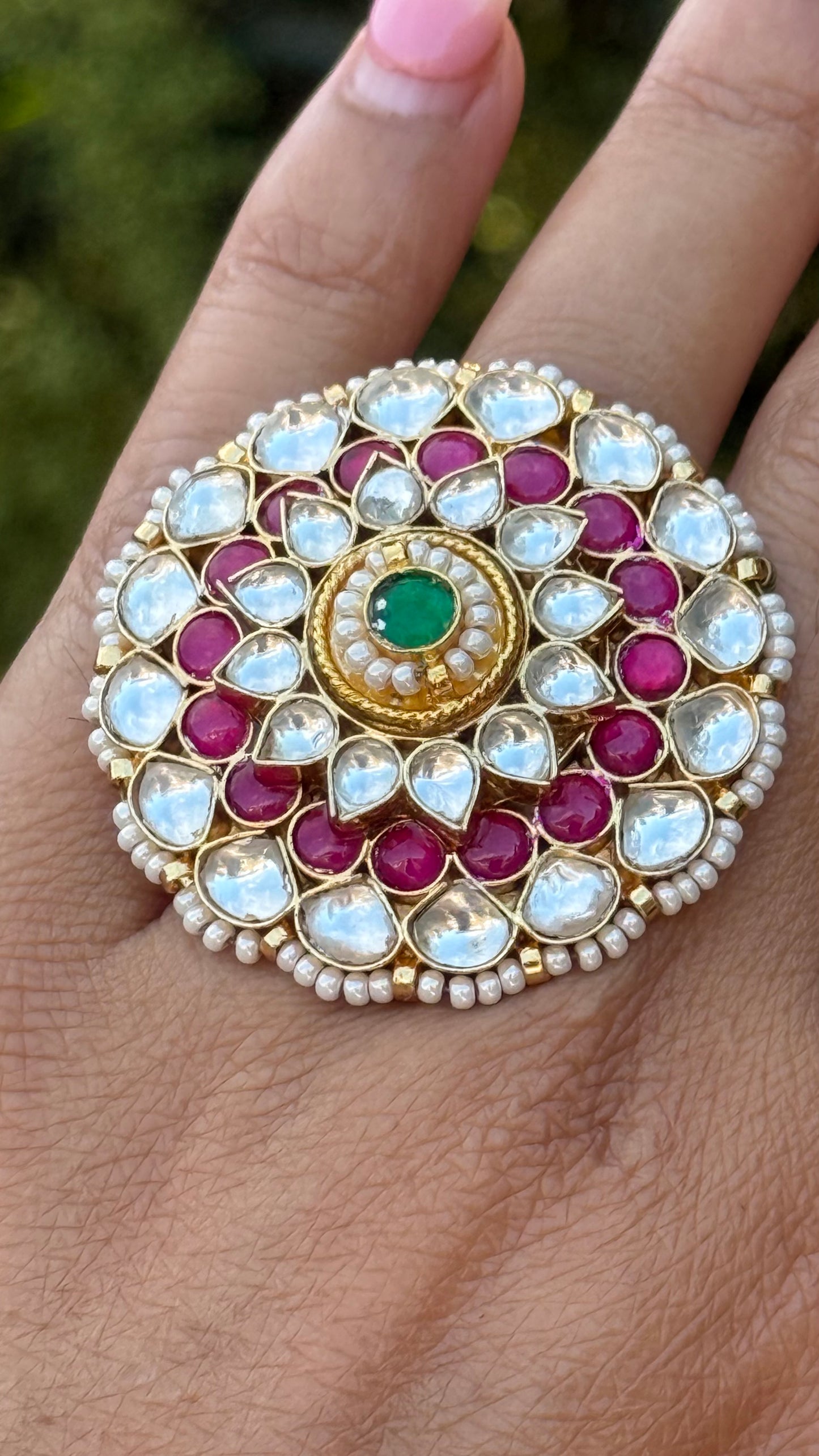 Adjustable Ring Pachi Kundan Design no 40