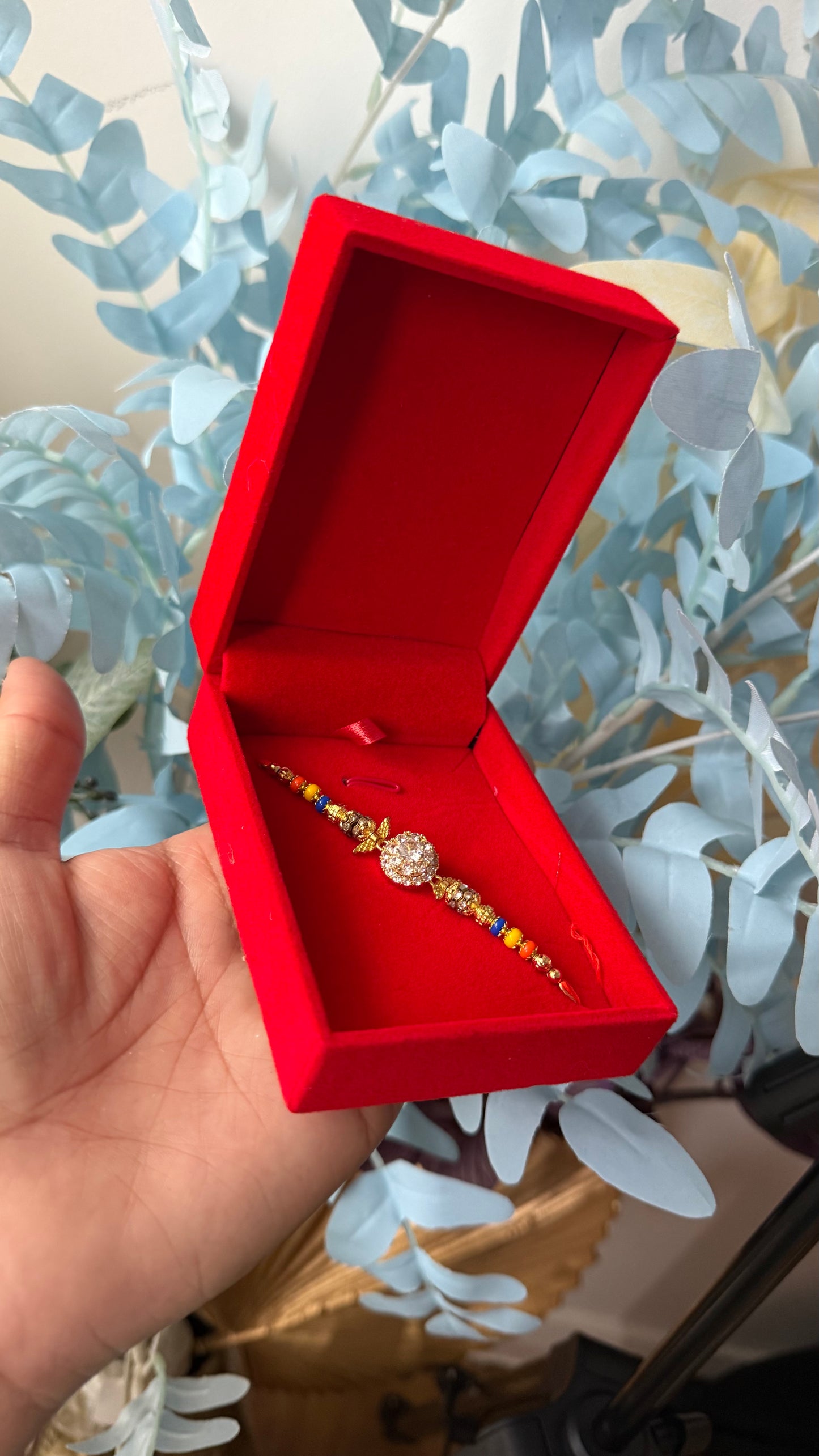 velvet box revolving  rakhi