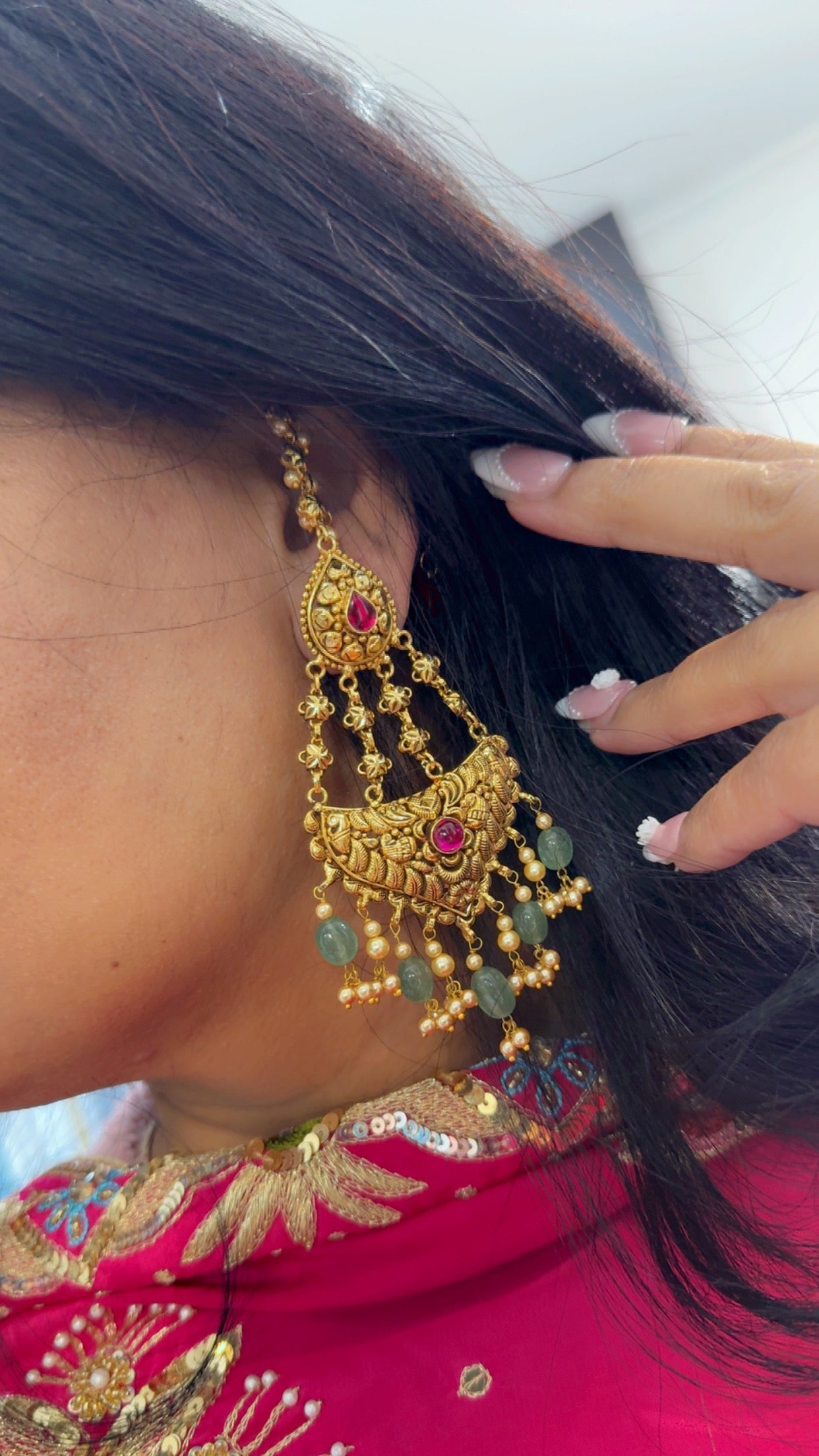 Gold plated earrings with attached sahare Sandookh collection
