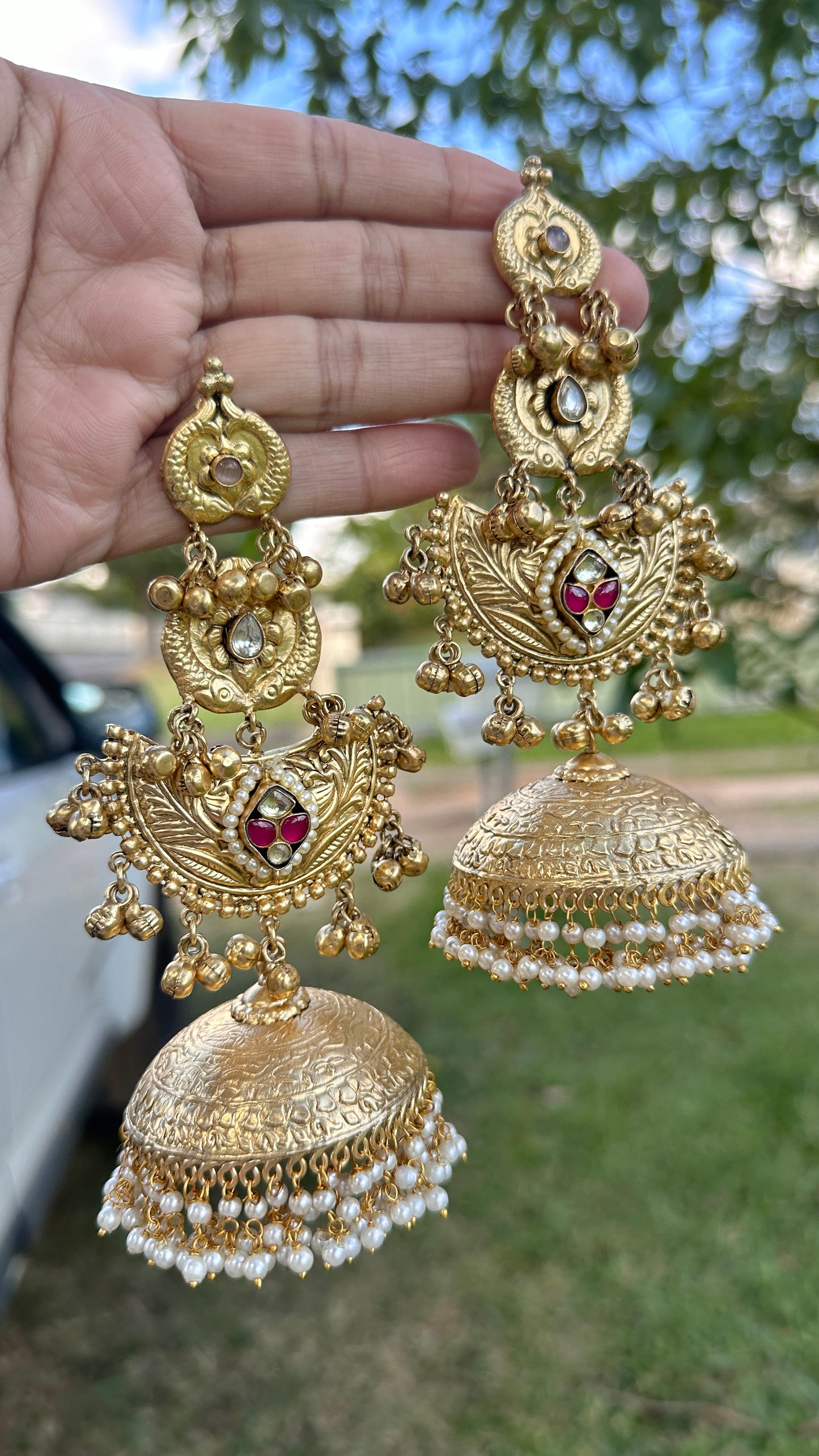 banjara jhumka earrings oversized german silver