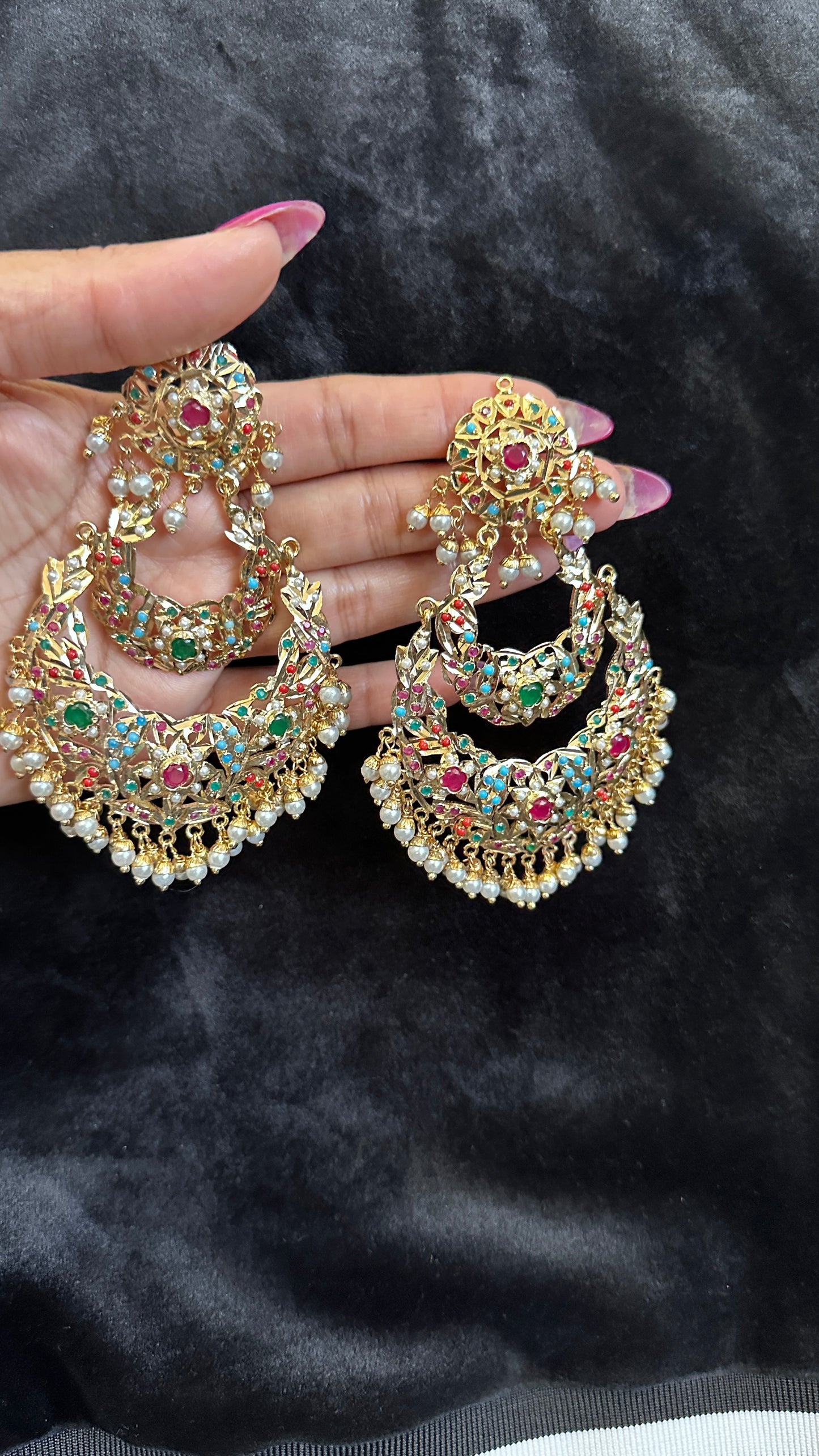 Real jadau oversized earrings