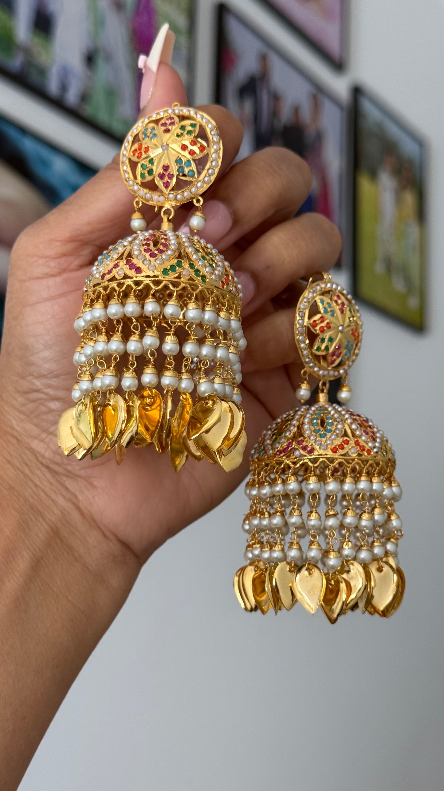 Real Jadau Gold Plated Jhumka