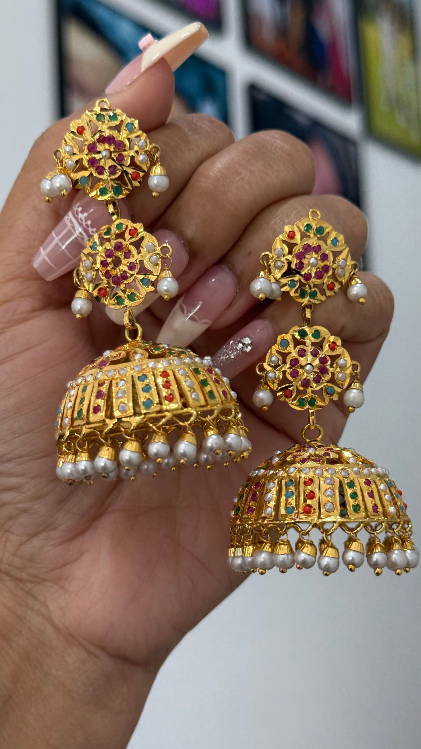 Real Jadau Gold Plated Jhumka