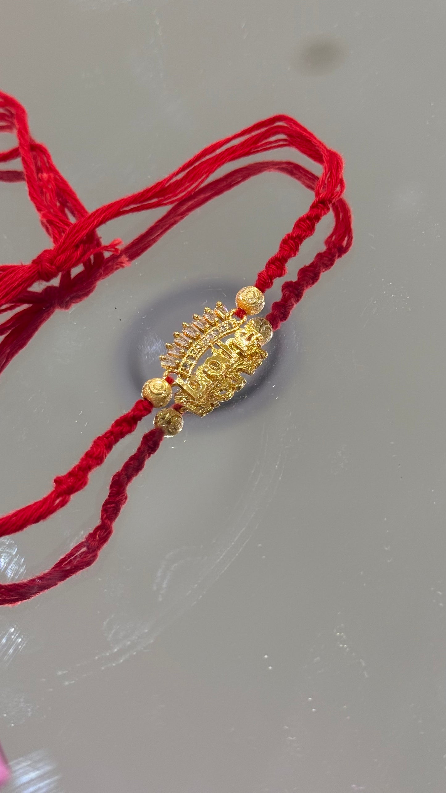 Premium Gold Look  Rakhi for Brother with Bro Charm
