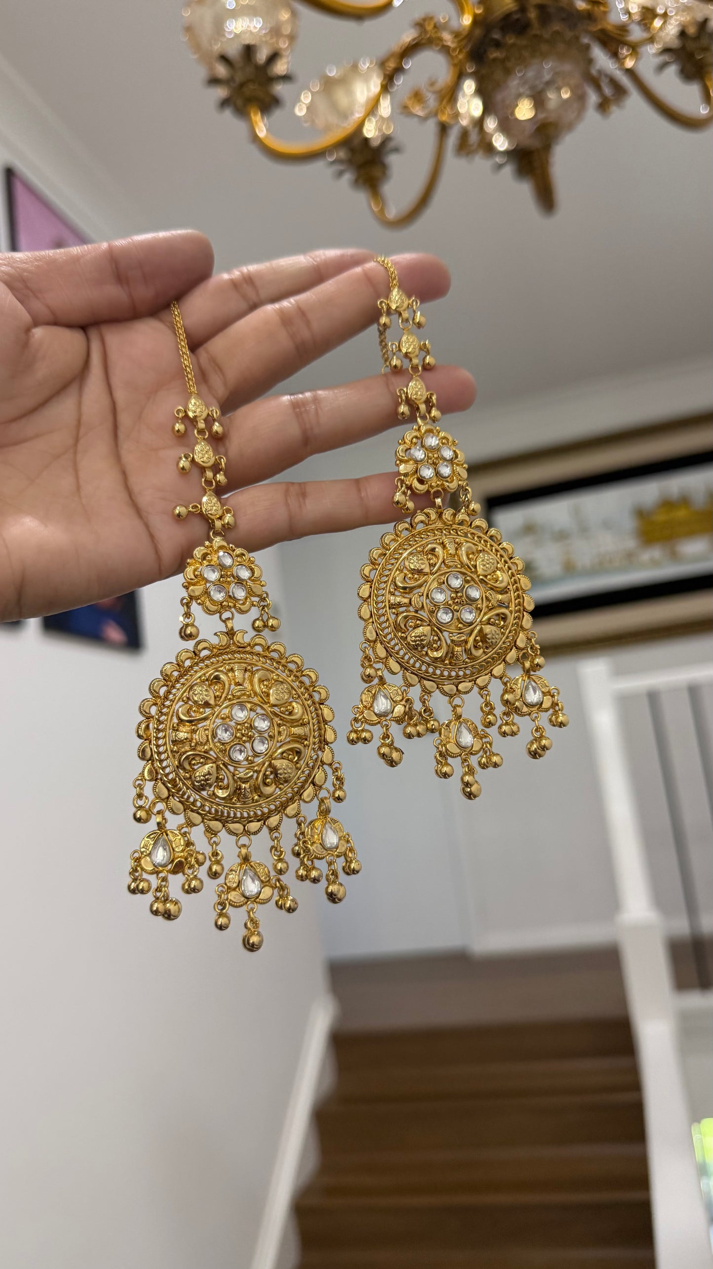 1g Gold plated earrings inspired from real gold design oversized Sandookh collection