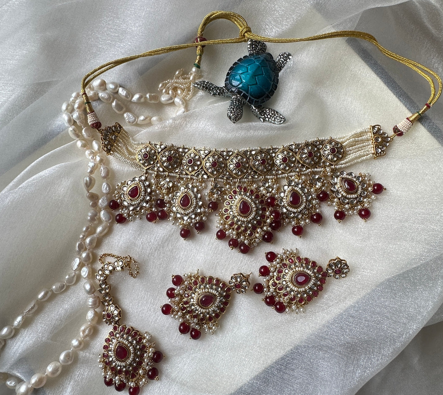 kundan choker set ruby mehroon perfect for bride