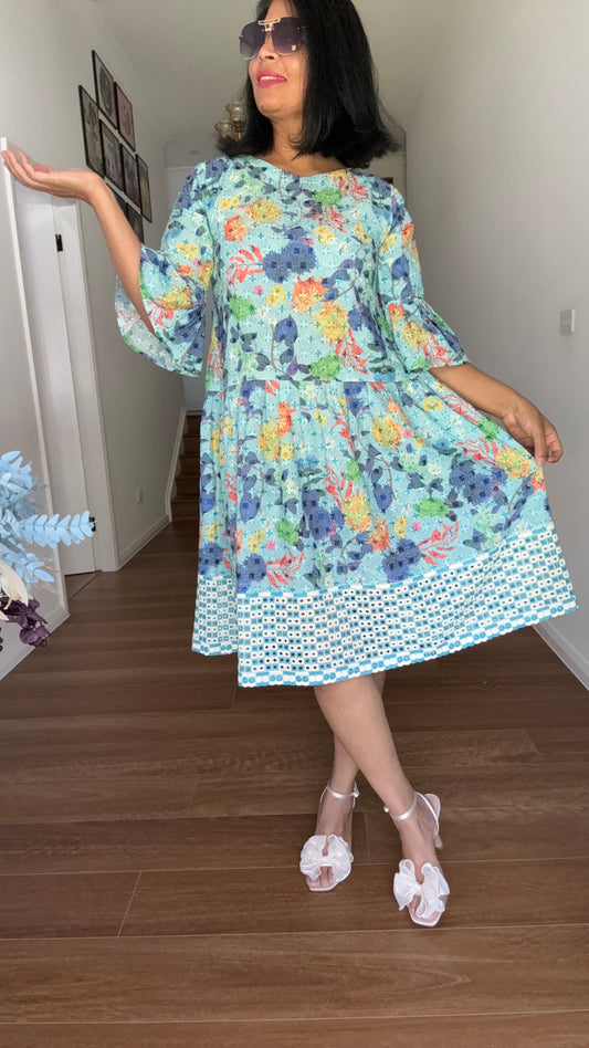 Chikankari Floral Cotton Dress for Women – Summer Wear