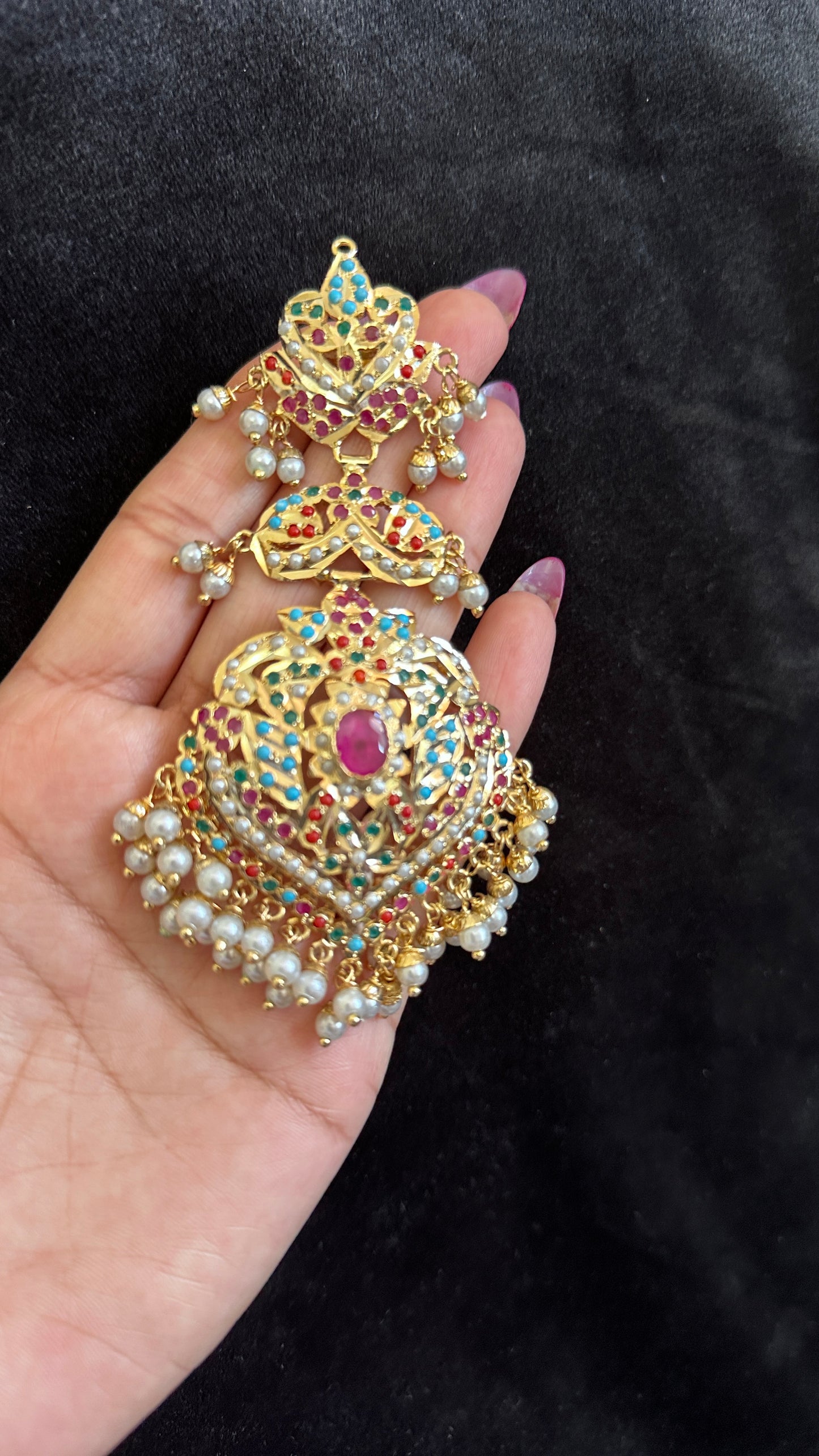Real jadau oversized earrings