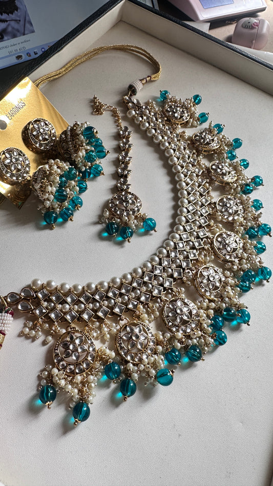 SONALI choker or necklace teal blue