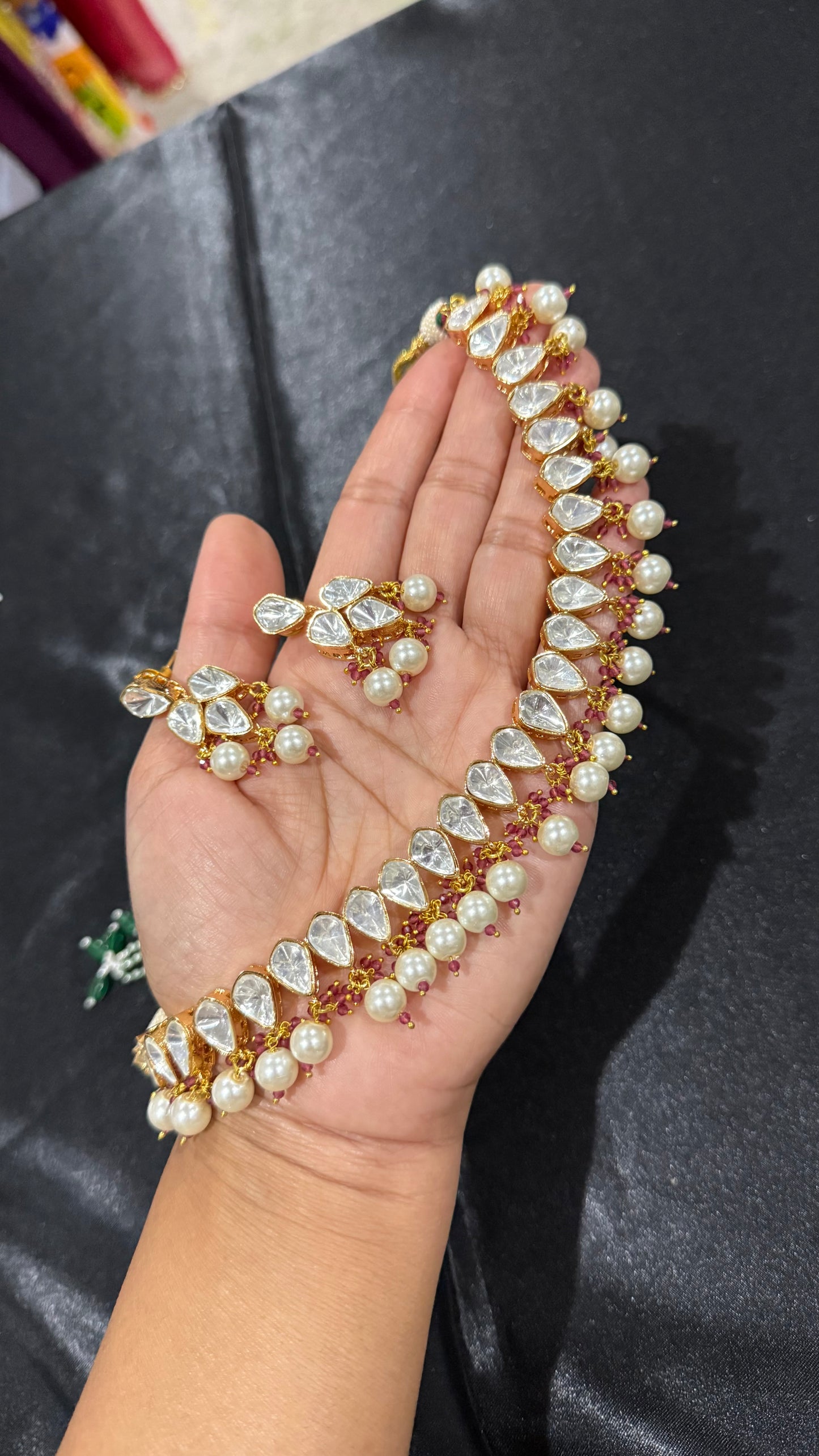 gold plated kundan necklace