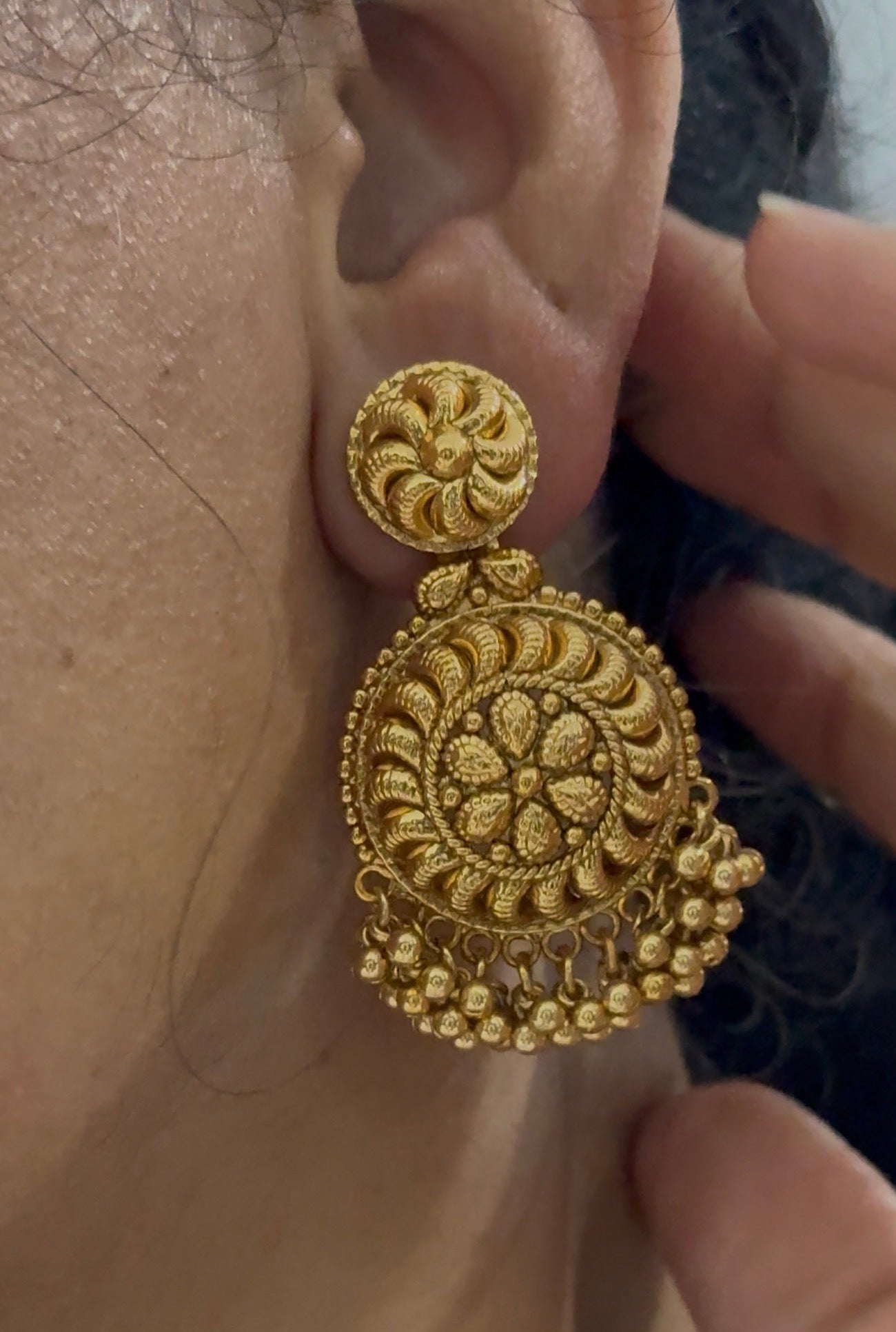 Antique look Gold Plated Necklace with Earring  and tikka  Sandookh collection