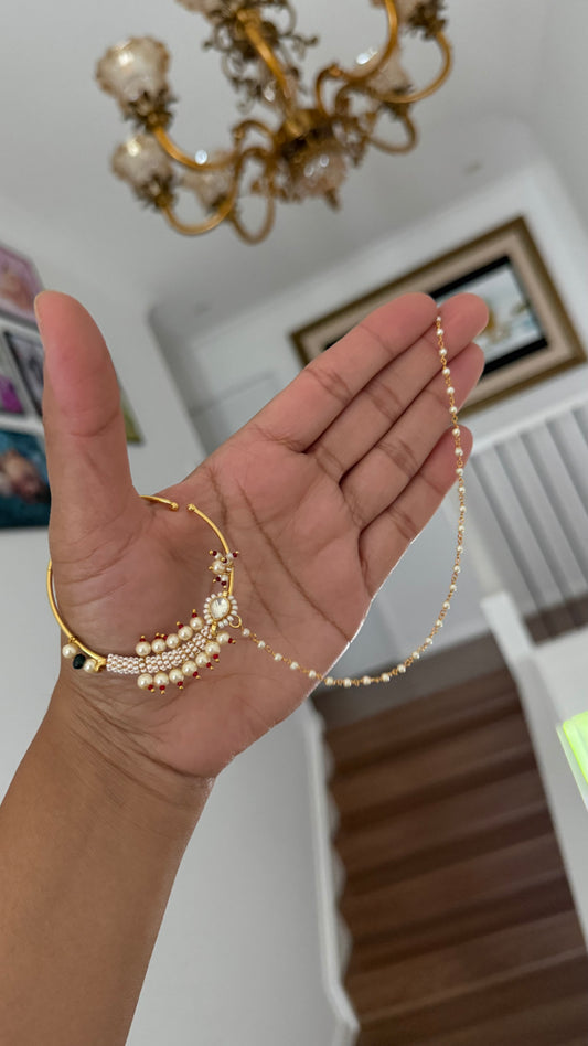Pachi Kundan Nath (Non-Piercing Nose Ring) – Traditional Bridal Nath