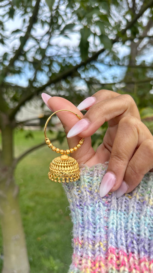 Gold look jhumka wali earrings