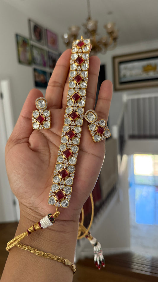 uncut kundan choker ruby